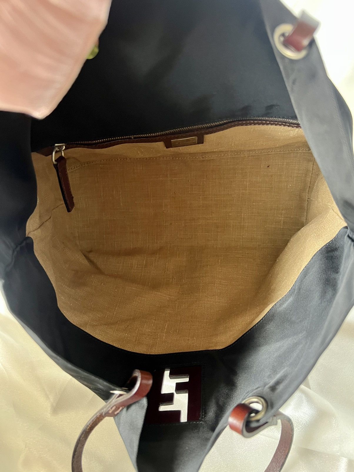 Fendi Fendi Nylon FF Logo Tote – Black Size ONE SIZE - 14 Thumbnail