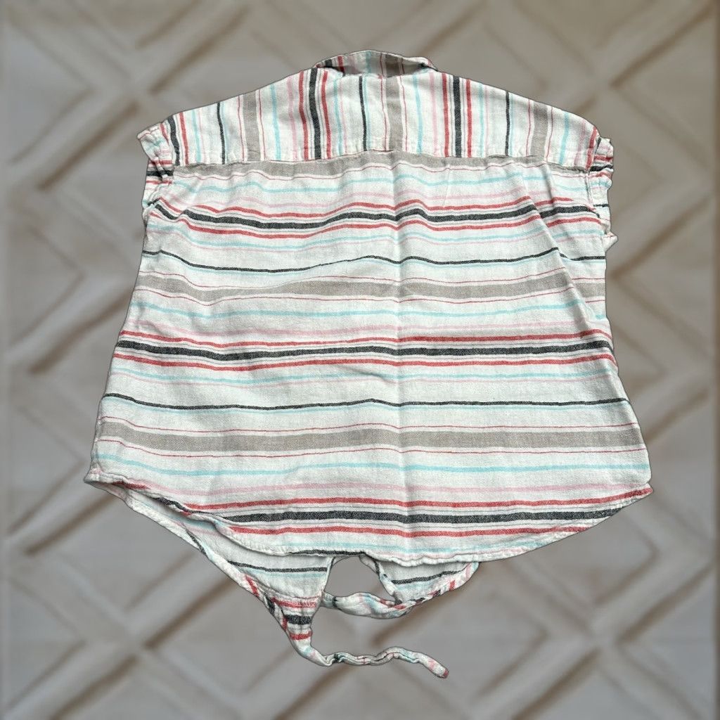 Weatherproof Weatherproof Shirt Adult XS Multicolor Striped Linen Sleeveless Button-Down Casual Size XS / US 0-2 / IT 36-38 - 1 Thumbnail