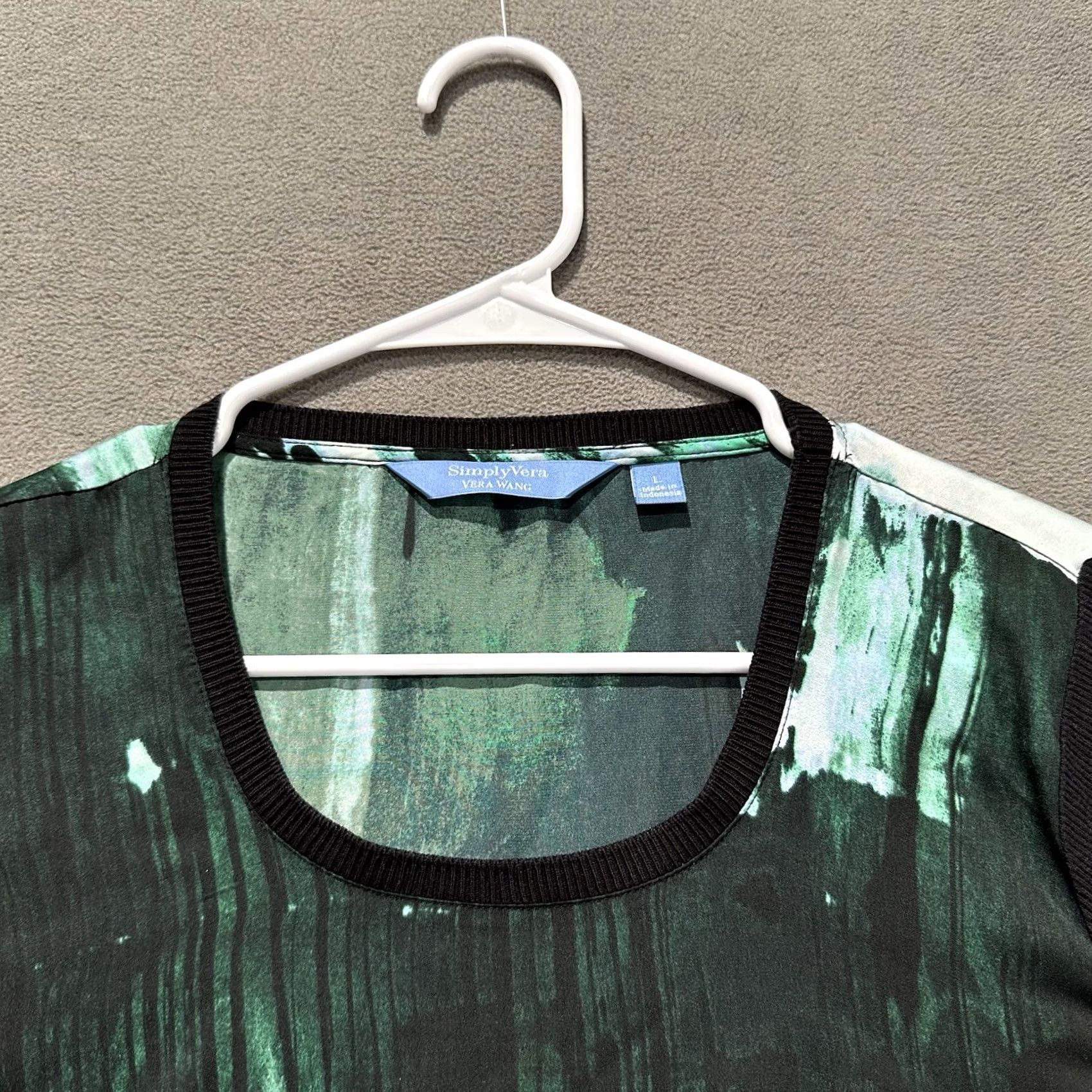 Vintage Simply Vera Vera Wang Top Women L Green Long Sleeve Blouse Boho Geometric Crew? Size L / US 10 / IT 46 - 3 Thumbnail
