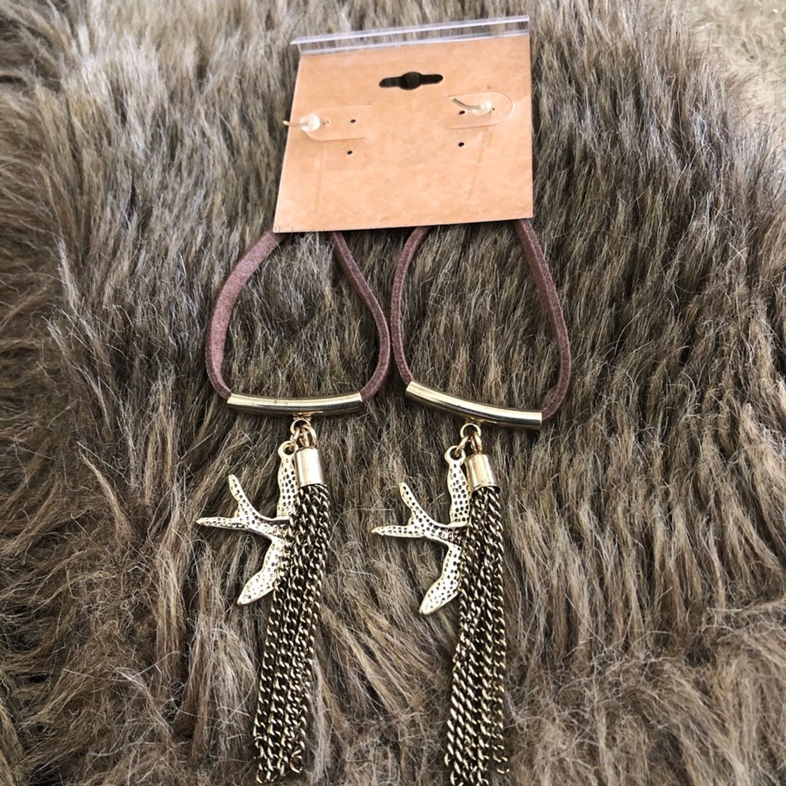 Handmade Hand crafted flying doves genuine leather earrings Size ONE SIZE - 5 Thumbnail