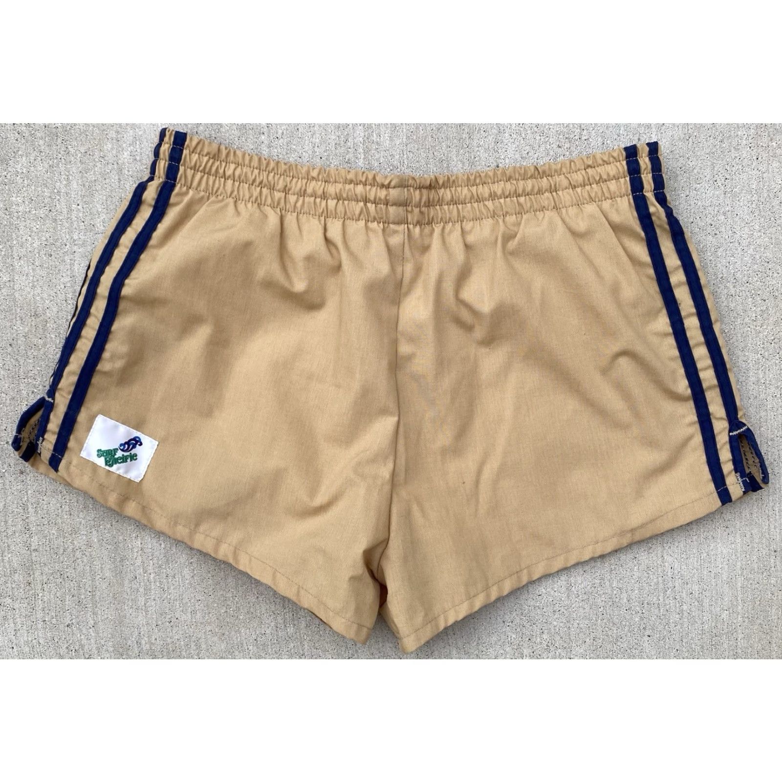 Swims VINTAGE Surf Pacific Mens Swim Short Striped Beige M Swimsuit Bottom Beach 90s Mens Boys Size US 31 - 3 Thumbnail
