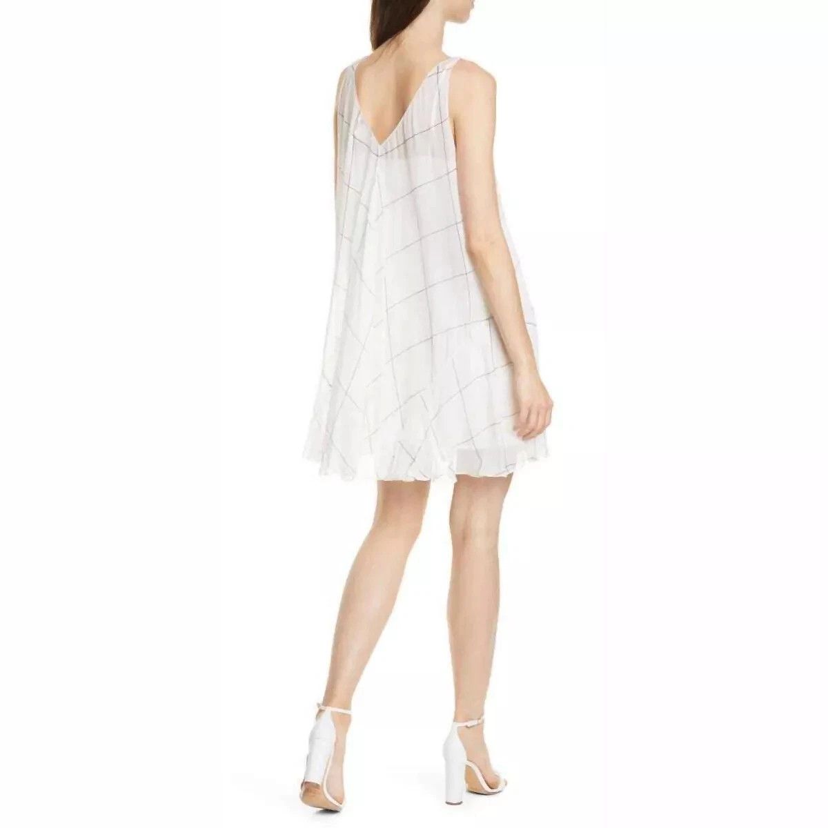 Club Monaco Dress Windowpane A Line Chiffon Slvless Pleated Party Summer Size S / US 4 / IT 40 - 2 Thumbnail
