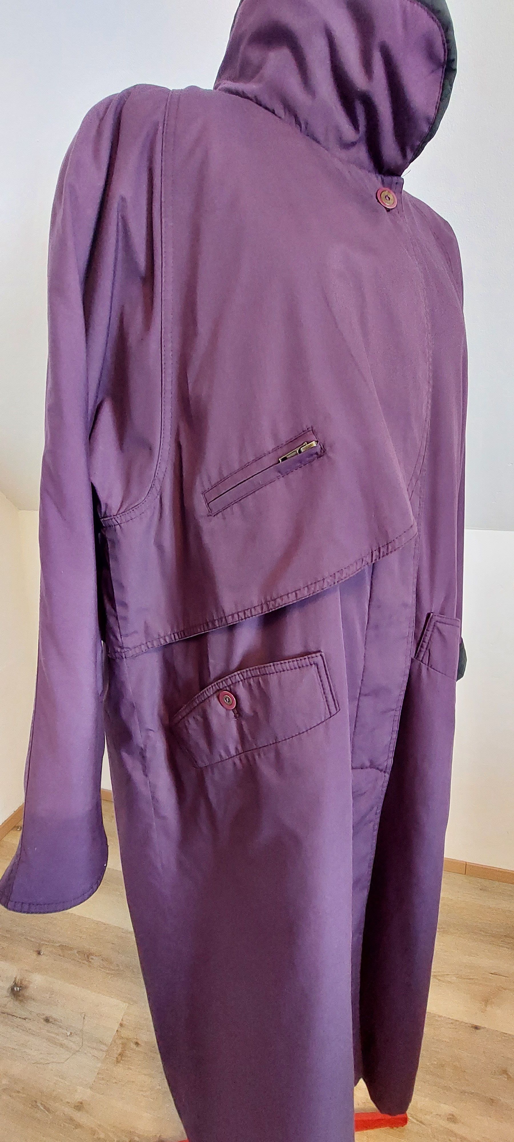 Vintage Vintage Long Purple Coat – Oversized, Hidden Buttons Size L / US 10 / IT 46 - 6 Thumbnail