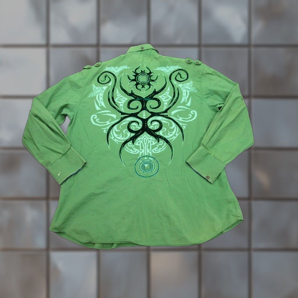Vintage Sinners Embroidered Green Beaded Cowboy Western Button-Up Shirt 3XL Mens Size US XXL / EU 58 / 5 - 1 Thumbnail