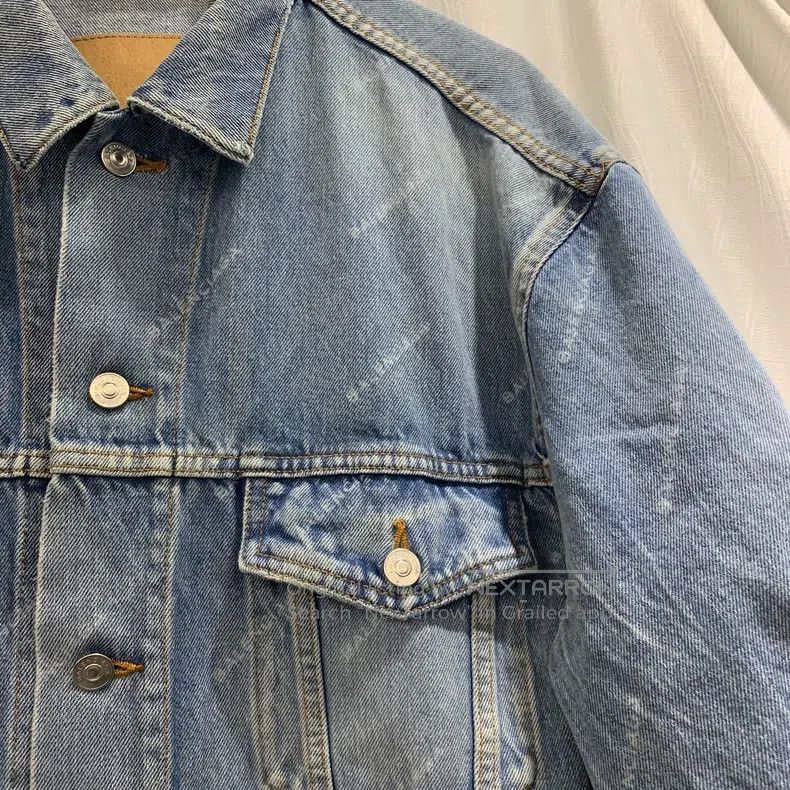 Balenciaga Balenciaga Fully Printed Blue Denim Jacket Size US XXS / EU 40 - 2 Thumbnail