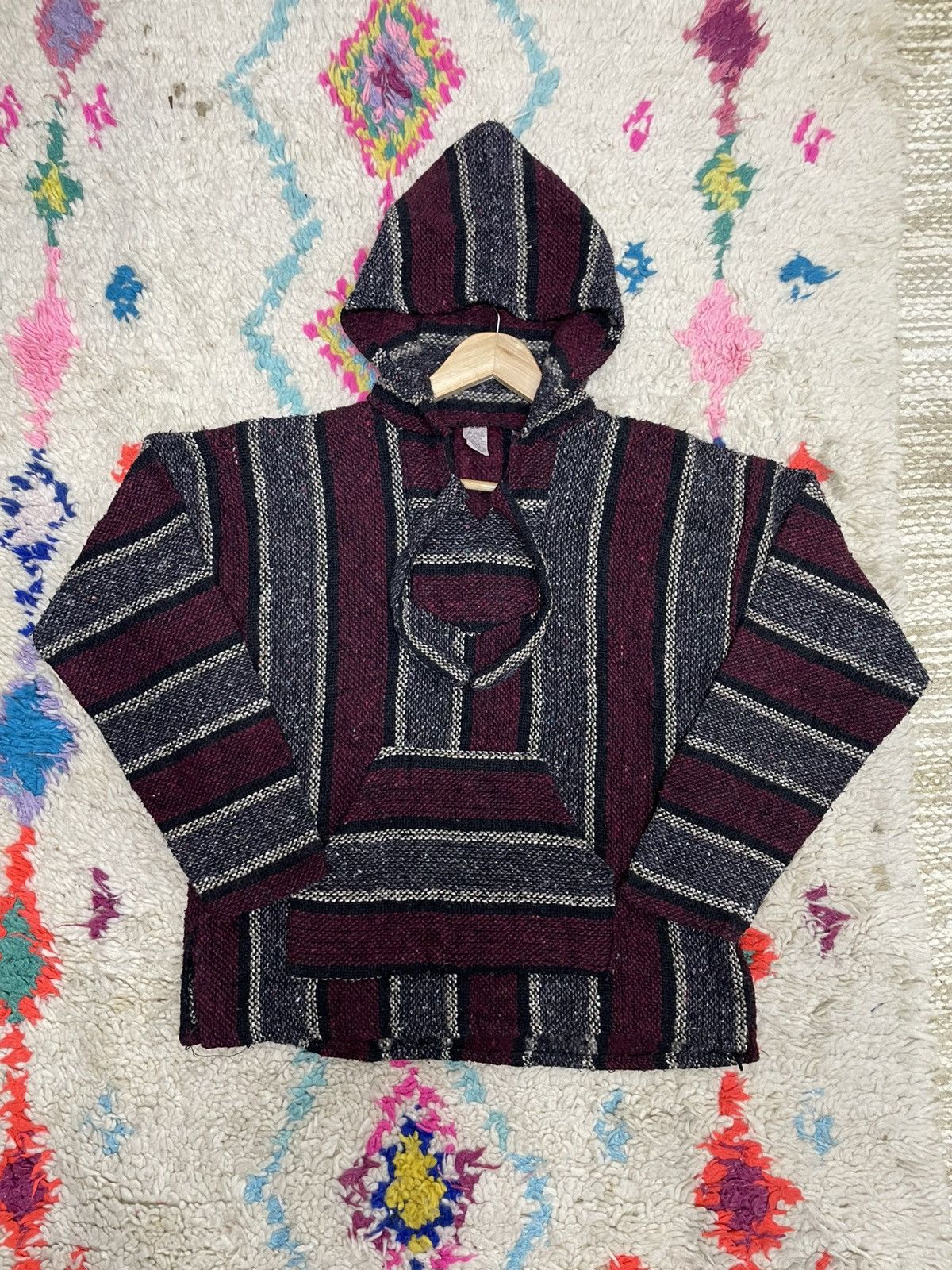 Mexican Threads Vintage Mexican Baja Blanket Pullover Hooded Jacket Size US S / EU 44-46 / 1 - 1 Thumbnail