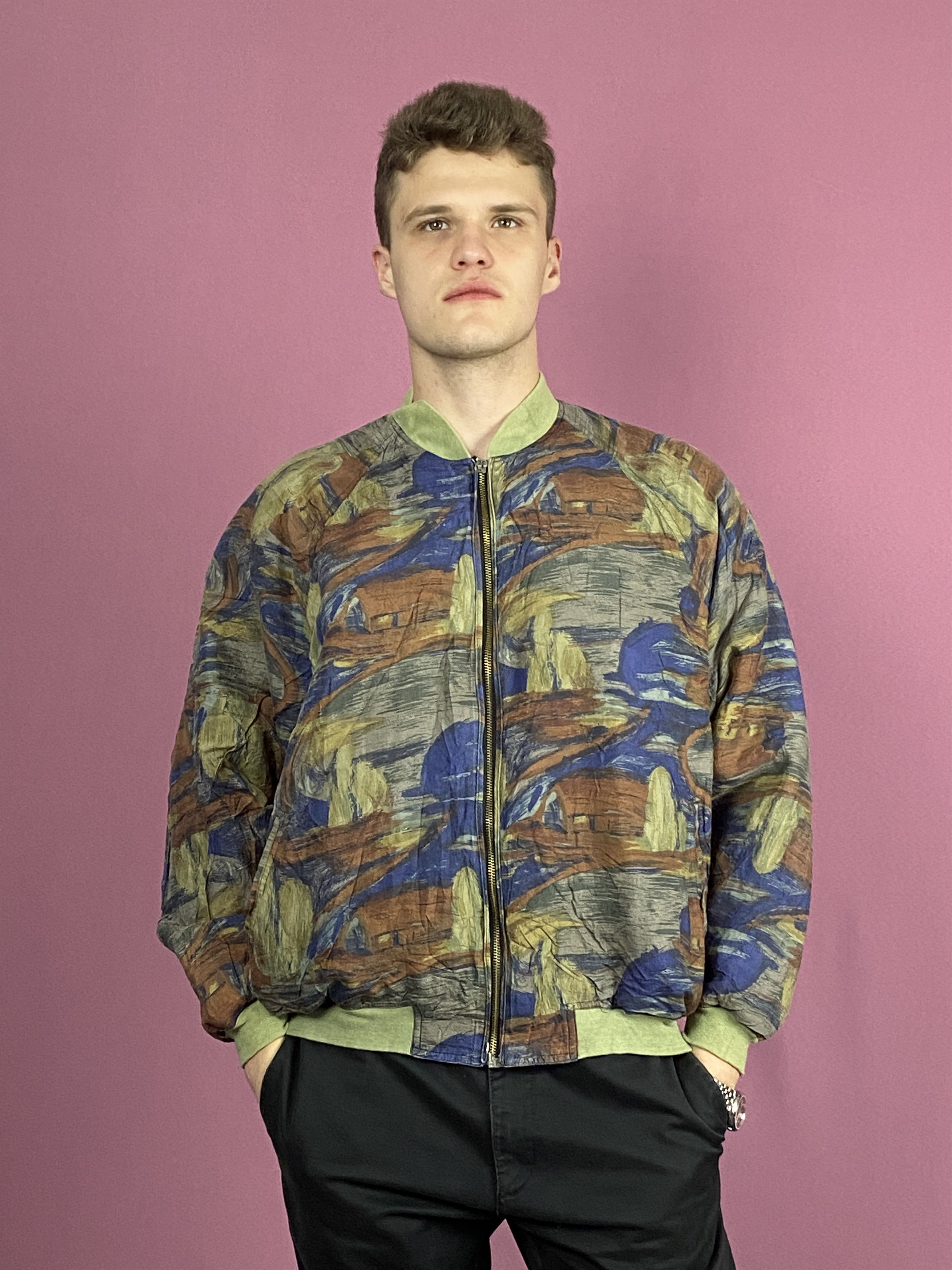 Vintage 90s Silin Vintage Men's Bomber Jacket - L Silk Camo Size US L / EU 52-54 / 3 - 1 Thumbnail
