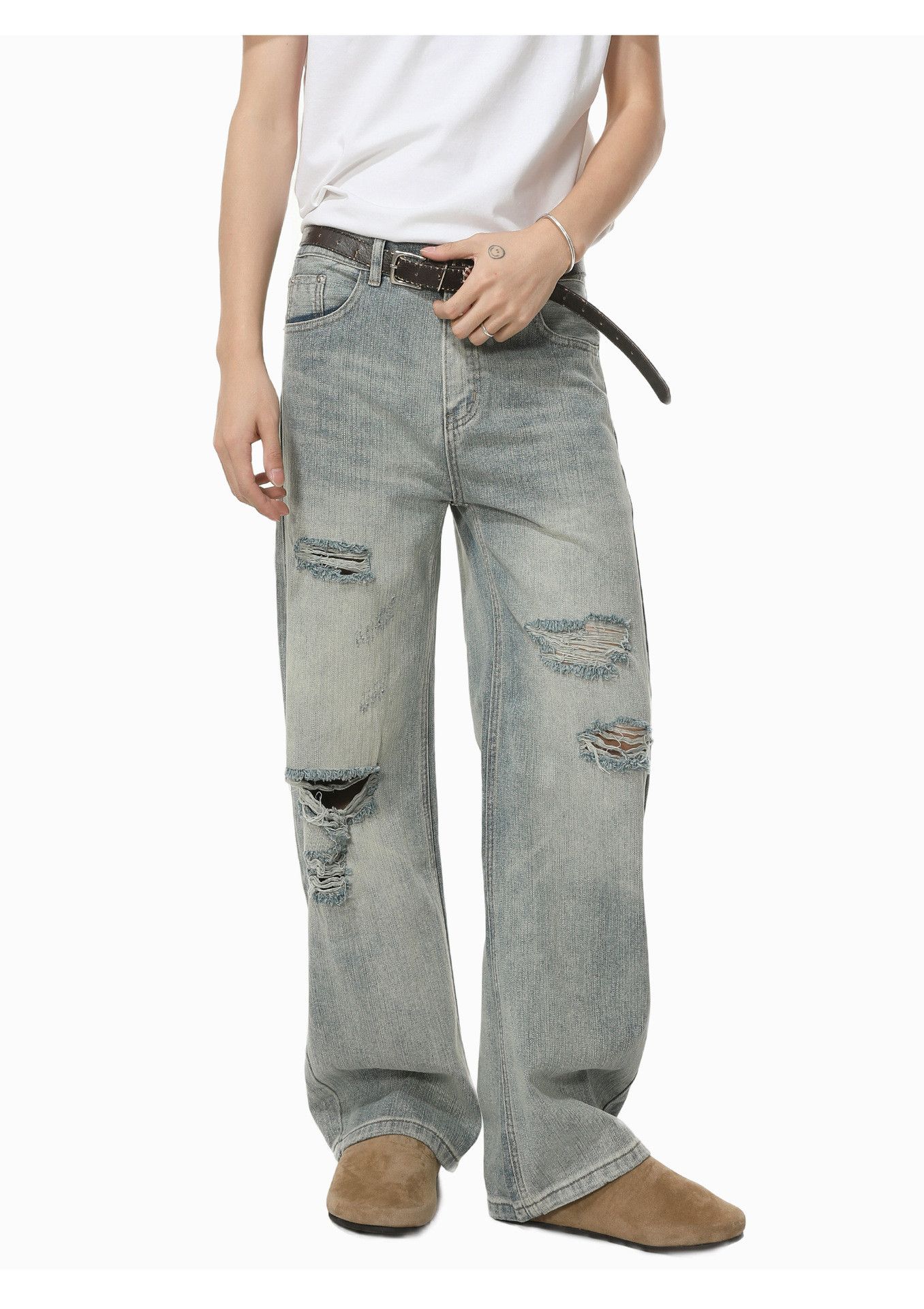 Vintage Street distressed versatile casual washed ripped jeans Size US 32 / EU 48 - 3 Thumbnail