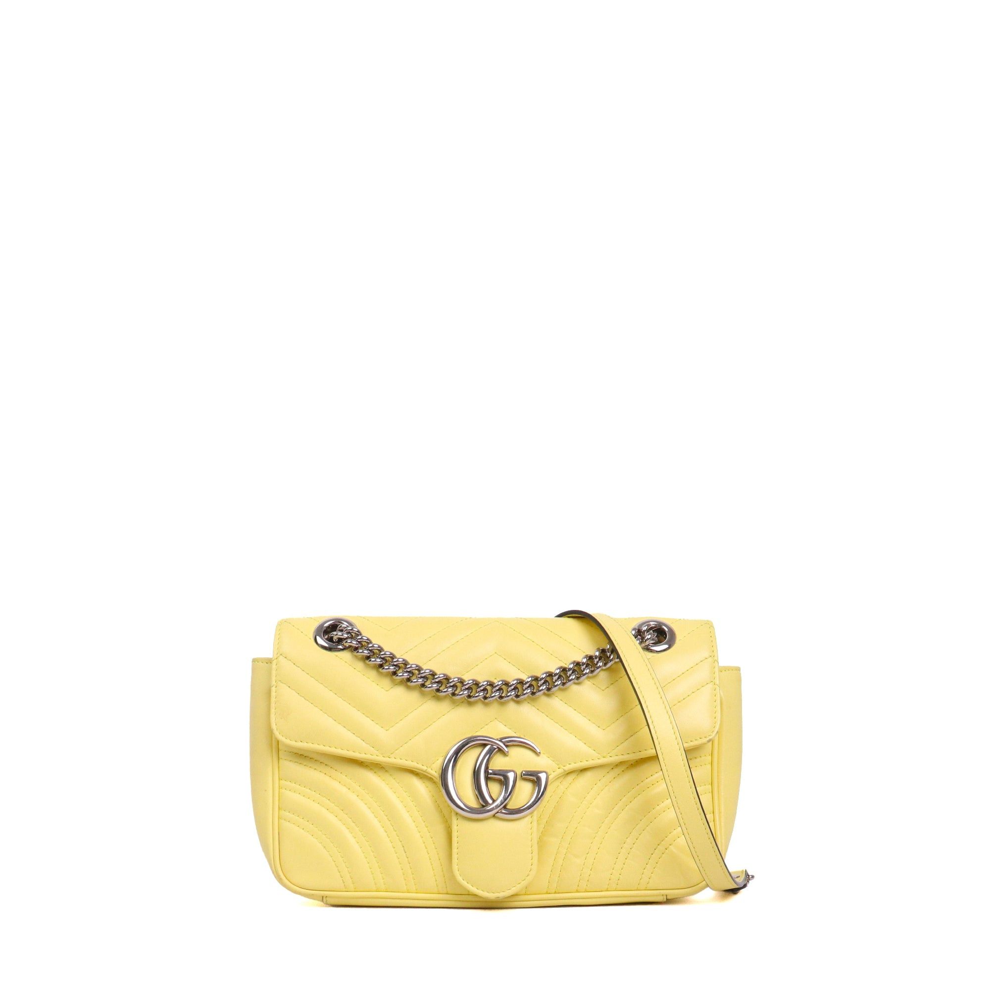 GUCCI Gucci small GG Marmont shoulder bag in pastel yellow leather