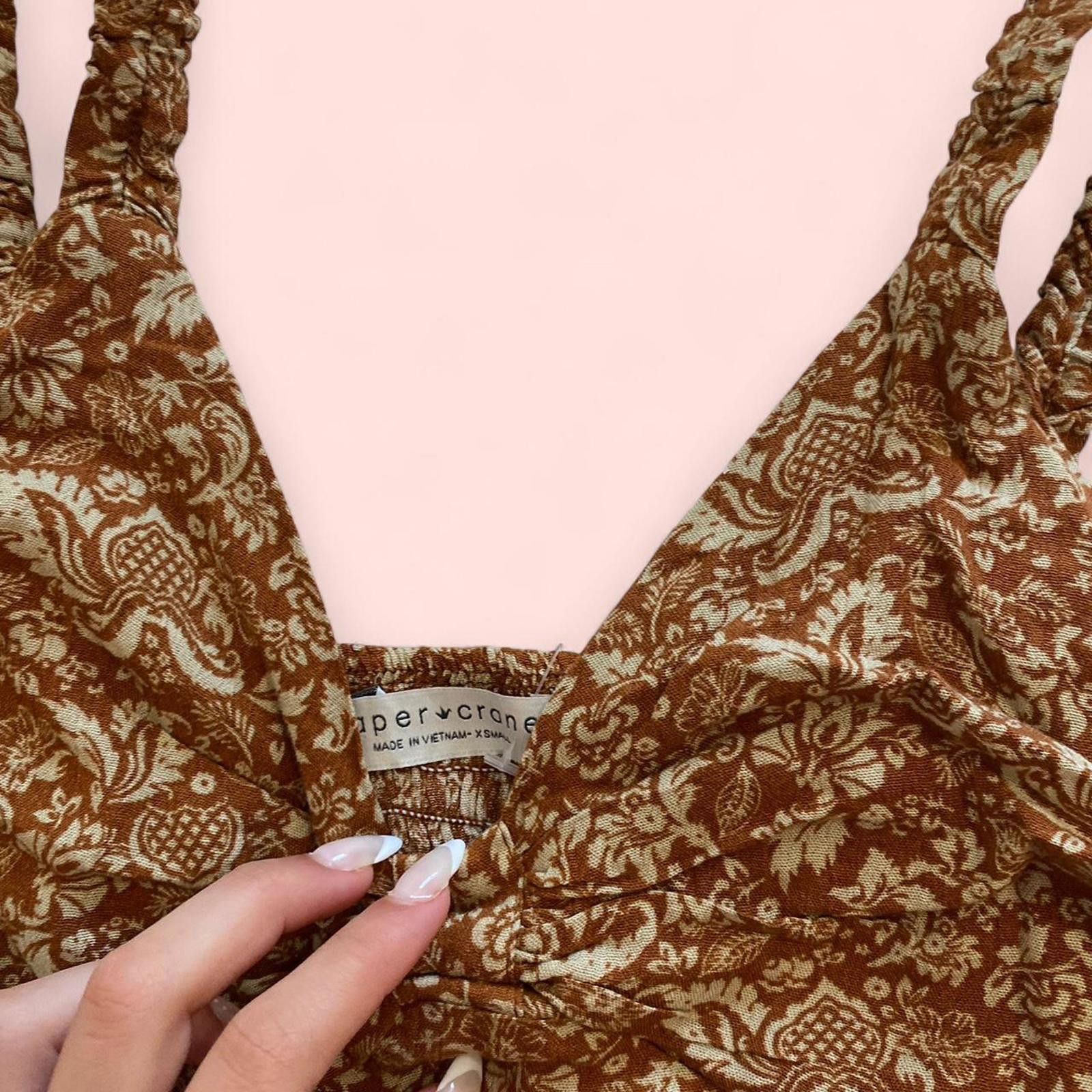 Other Brown and tan floral print top - very flattering on Size S / US 4 / IT 40 - 2 Thumbnail