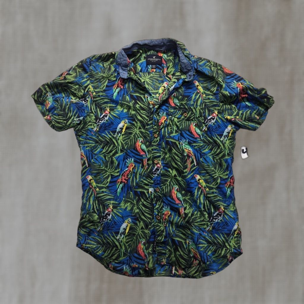American Eagle Outfitters American Eagle Button-Up Shirt Hawaiian Animal Print Parrots Medium Multicolor Mens Size US M / EU 48-50 / 2 - 1 Thumbnail