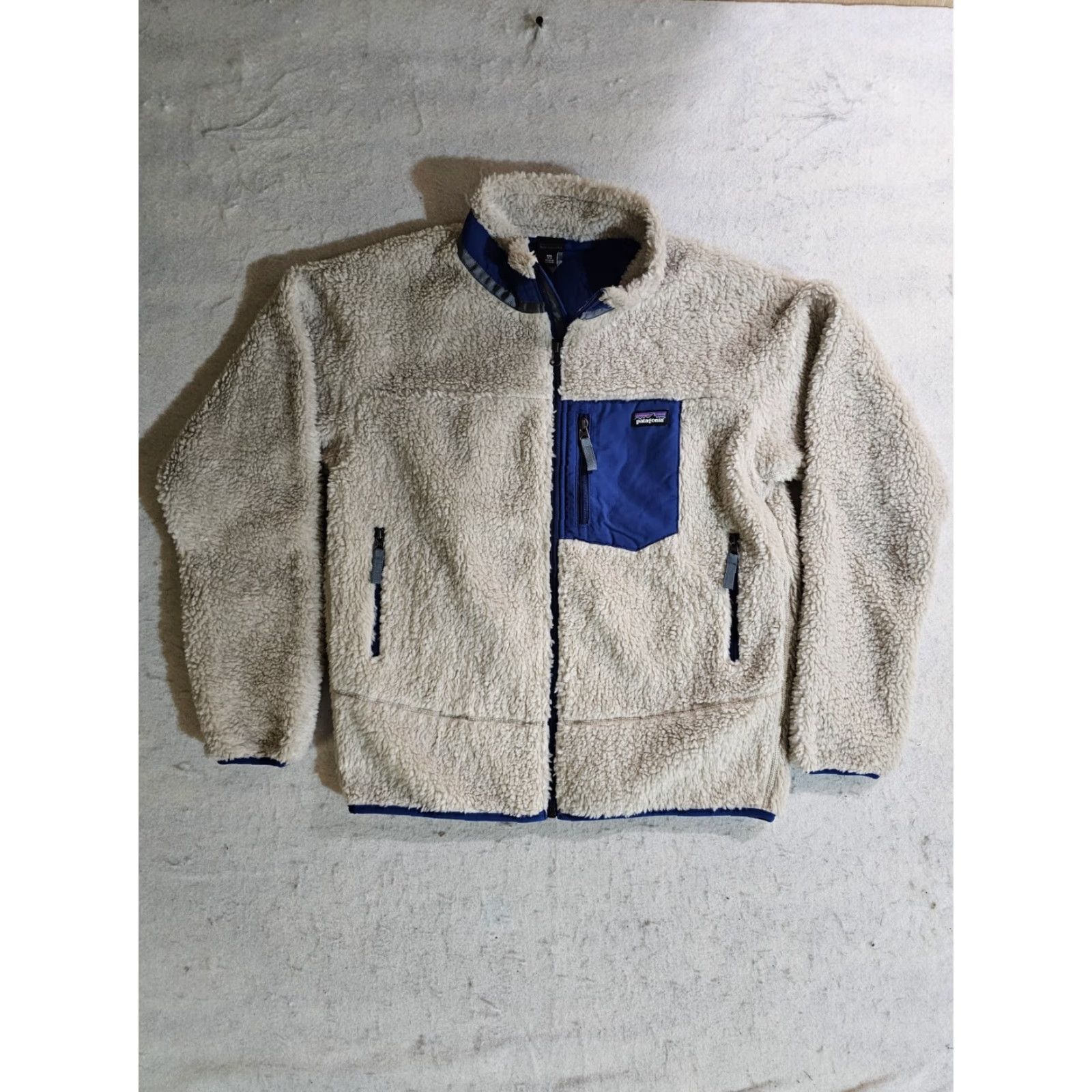 Patagonia VINTAGE Patagonia Retro X Deep Pile Oatmeal & Navy Full Zip Girls Sz 2XL 16-18 Jacket Size XXL / US 16-18 / IT 52-54 - 2 Thumbnail