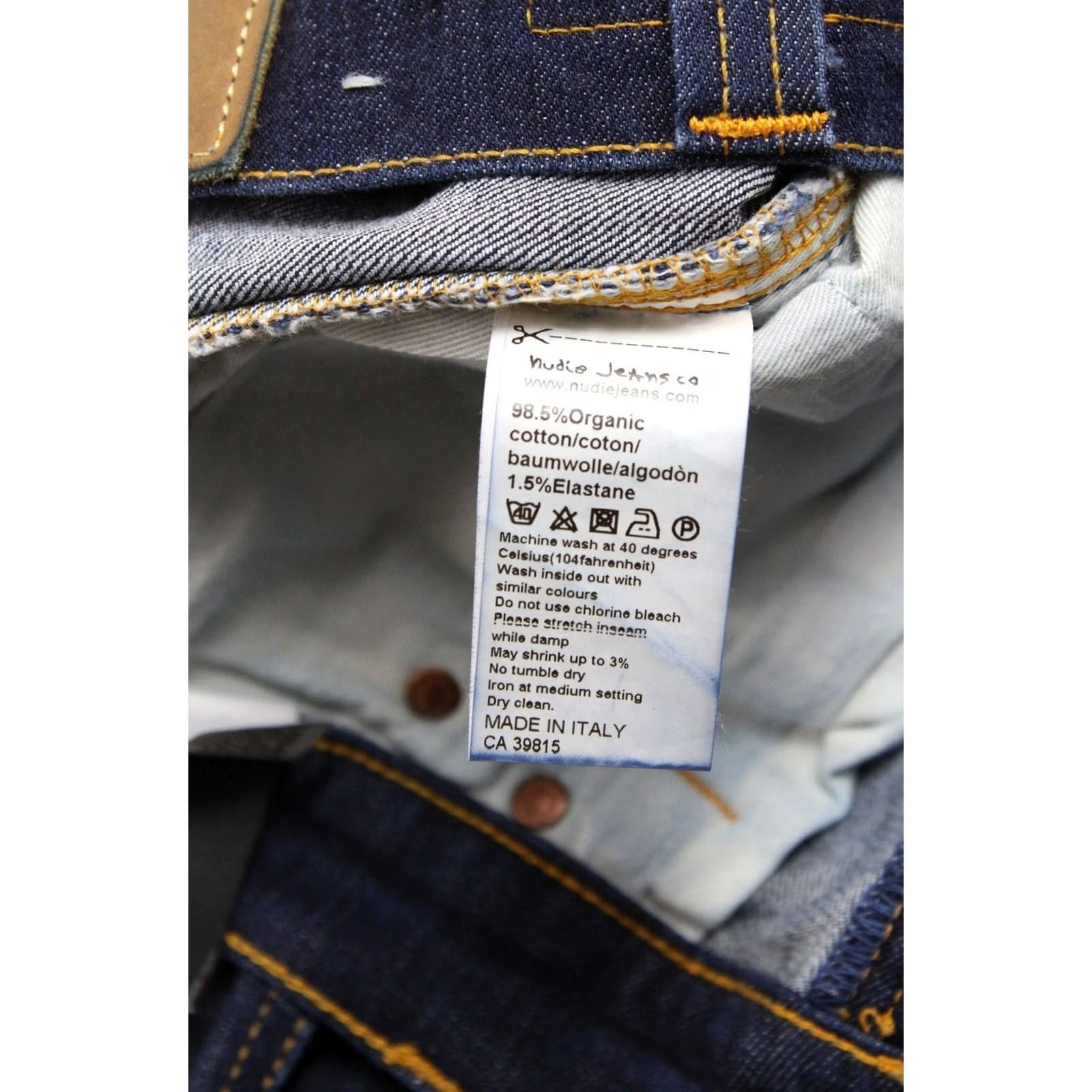 Vintage NUDIE Slim Jim Organic Dry Ecru Embo Jeans W30/L32 Fade Effect Zip Dark Mens Size US 30 / EU 46 - 8 Thumbnail
