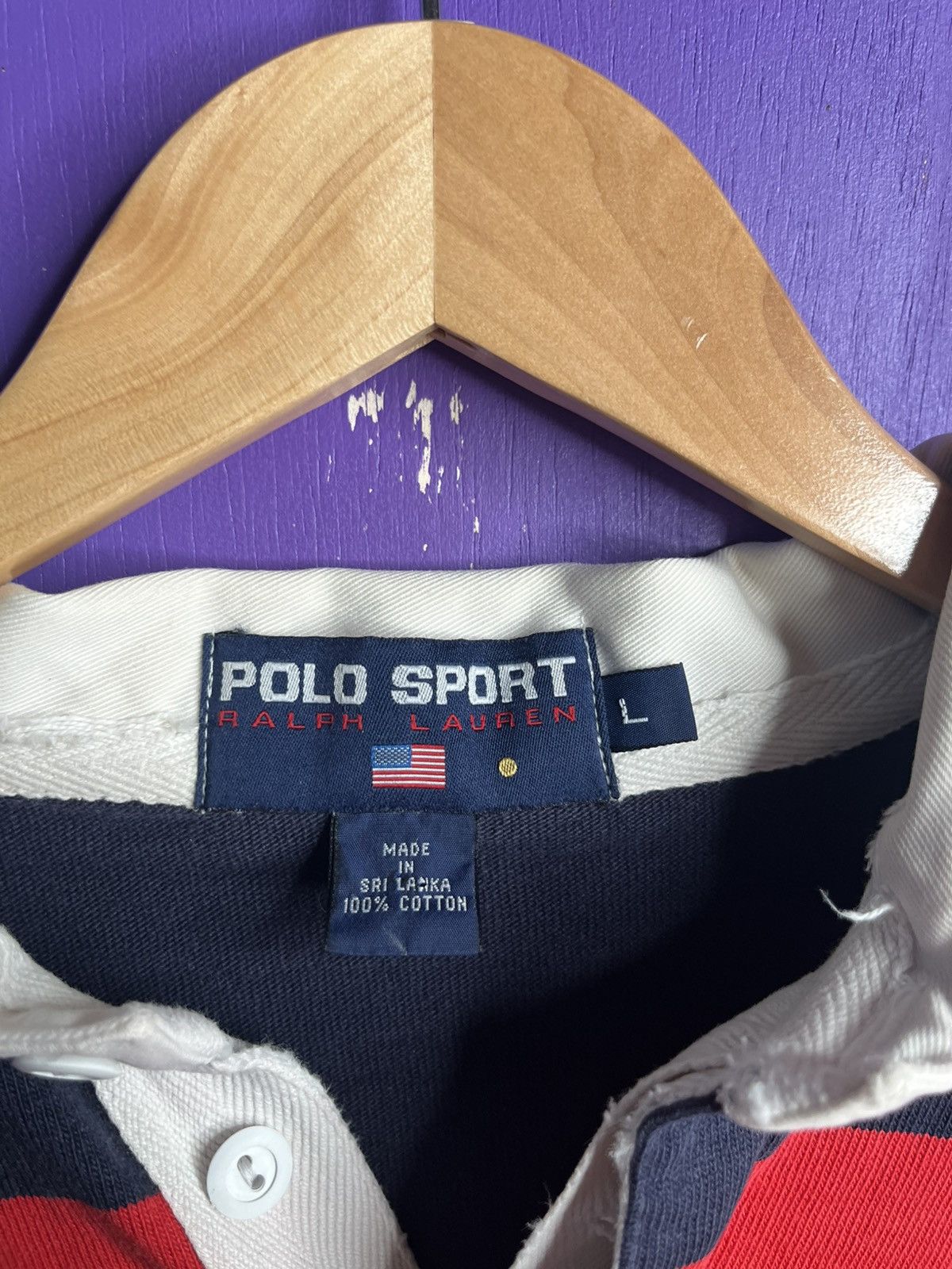Polo Ralph Lauren Vintage 90s Polo sport striped rugby shirt Size US XL / EU 56 / 4 - 4 Thumbnail