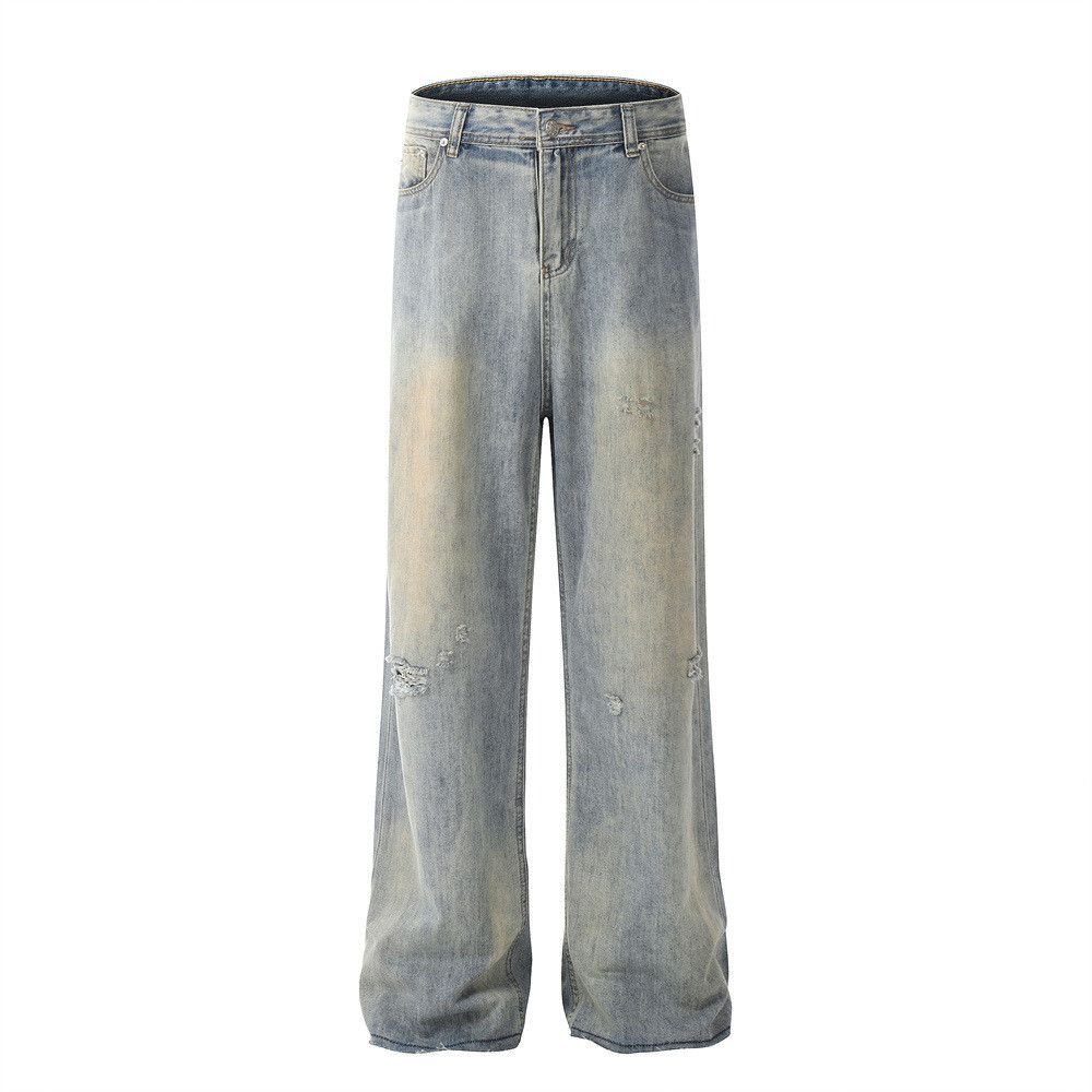 Japanese Brand × Jean Distressed men's punk ripped straight-leg raw-edge jeans Size US 32 / EU 48 - 1 Thumbnail