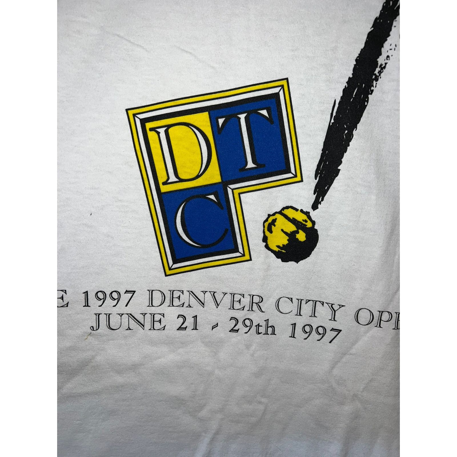Gildan Vintage Tennis Shirt Denver City Open DTC Tee 1997 90s XL Size US XL / EU 56 / 4 - 3 Thumbnail