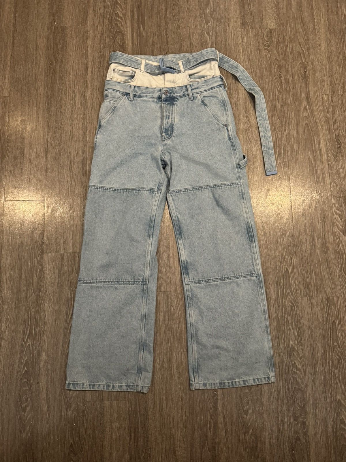 Off-White Off White Double Waist Double Knee Baggy Denim Jeans 30 Size US 30 / EU 46 - 1 Thumbnail