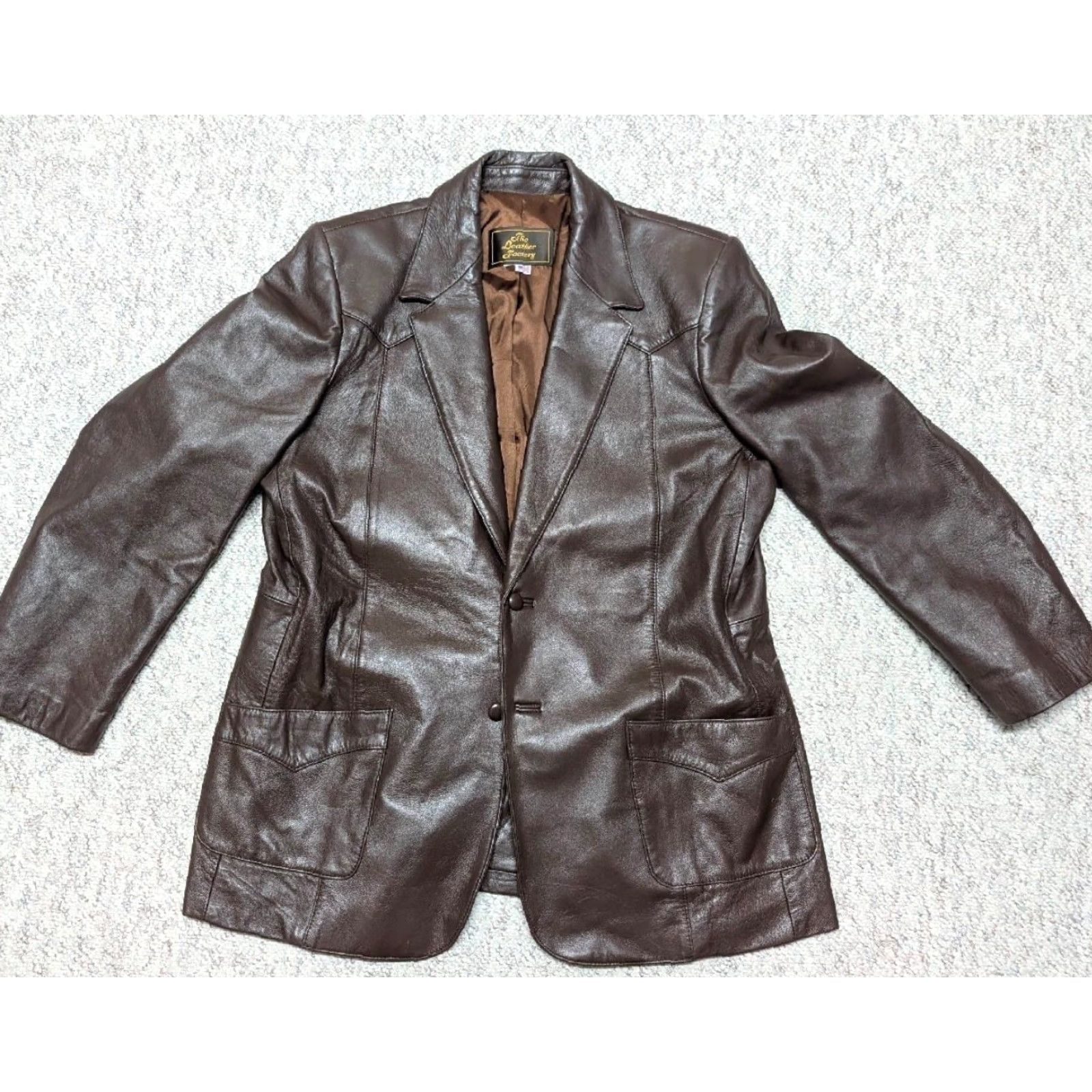 Vintage VINTAGE The Leather Factory Western Blazer Blazer 2XL Mens Brown Cowhide 48L Jacket 2XL USA Made Vintage Leather blazer Size 48R - 3 Thumbnail