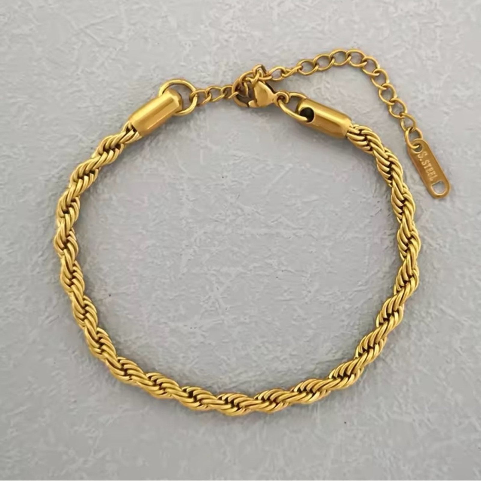 Other 18K Twisted Gold Bracelet 4MM 7”+2” for Men and Women Size ONE SIZE - 1 Thumbnail