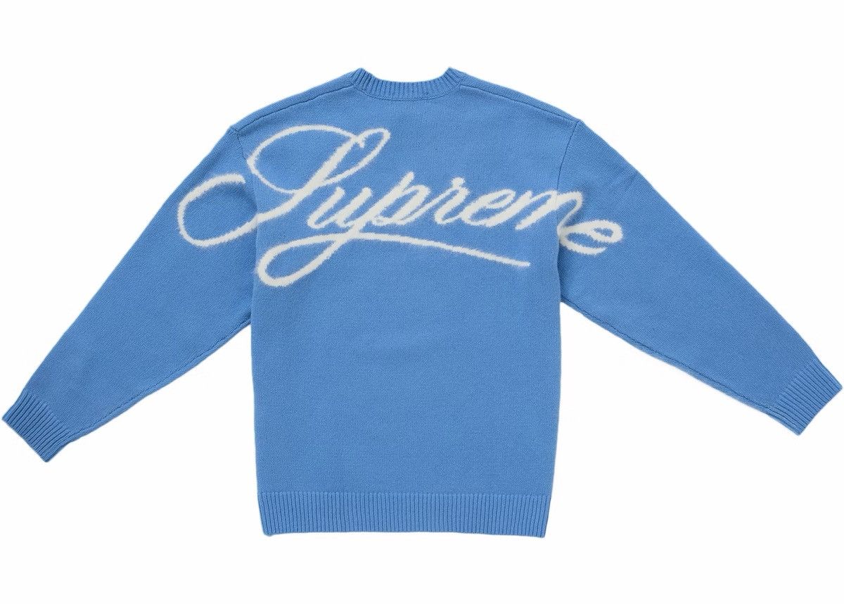 Supreme Supreme FW25 Angora Script Knit Sweater Blue Size XL DS Size US XL / EU 56 / 4 - 1 Thumbnail