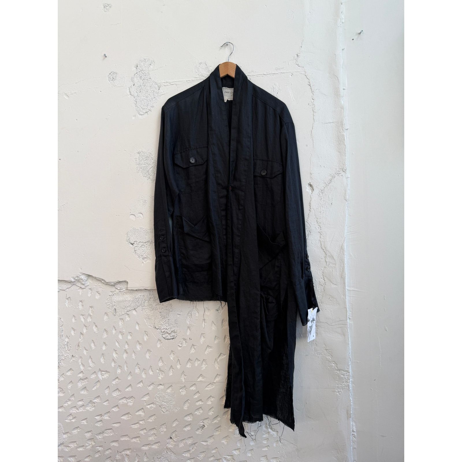 Greg Lauren Greg Lauren SAMPLE Black Linen Asymmetric Studio Kimono Size US L / EU 52-54 / 3 - 1 Thumbnail