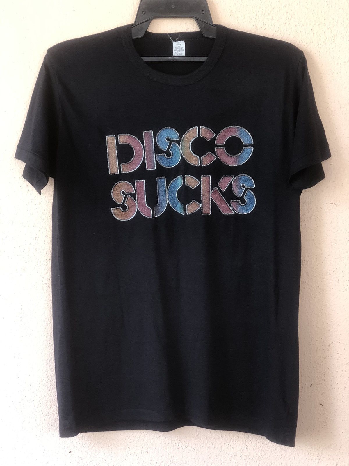 Band Tees × Vintage Vintage 70s DISCO SUCKS Bling Bling Iron On Tee Size US M / EU 48-50 / 2 - 2 Thumbnail