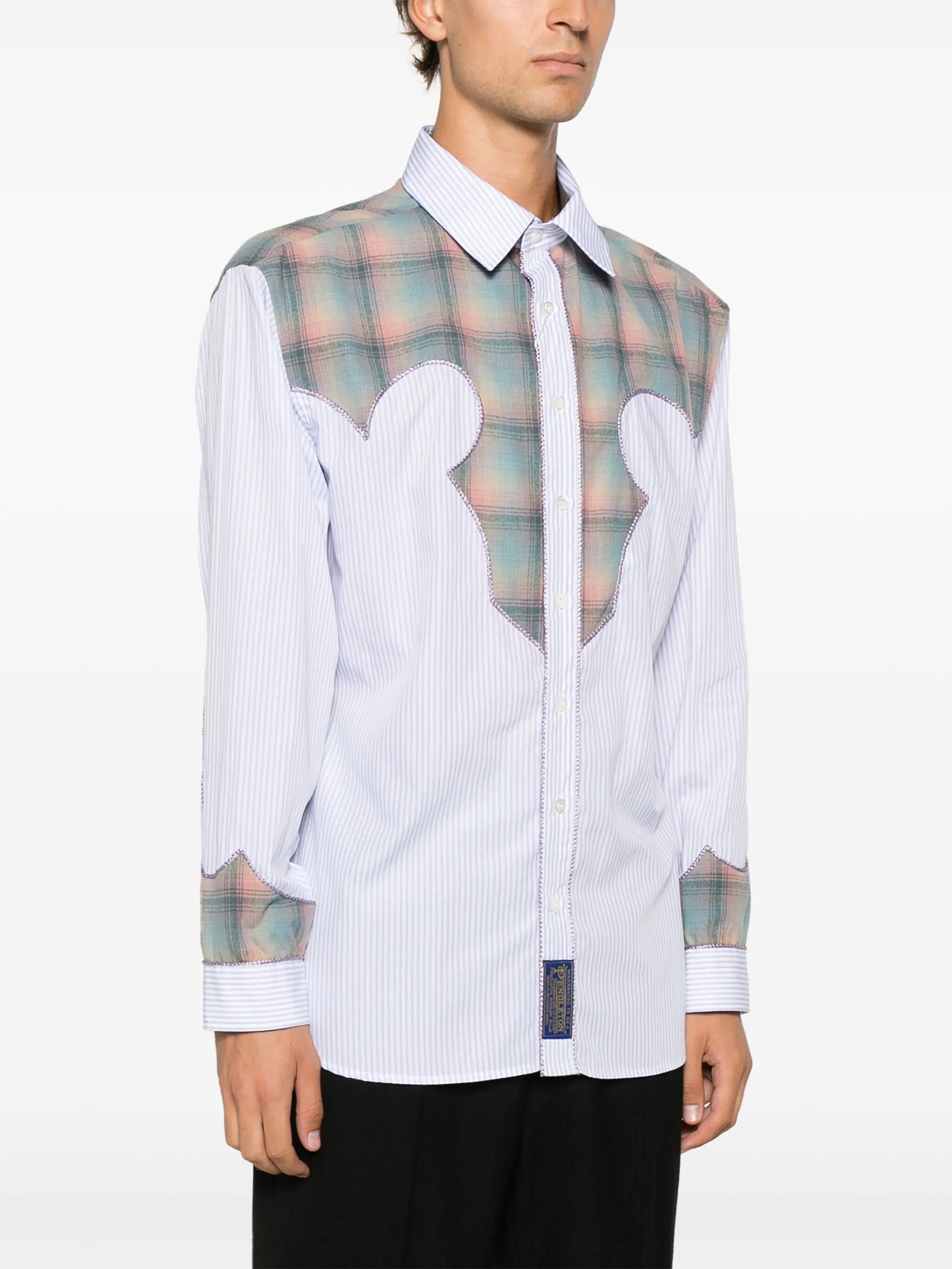 Maison Margiela o1w1db10525 Panelled Pinstripe Shirt in Multicolor Size US M / EU 48-50 / 2 - 3 Thumbnail