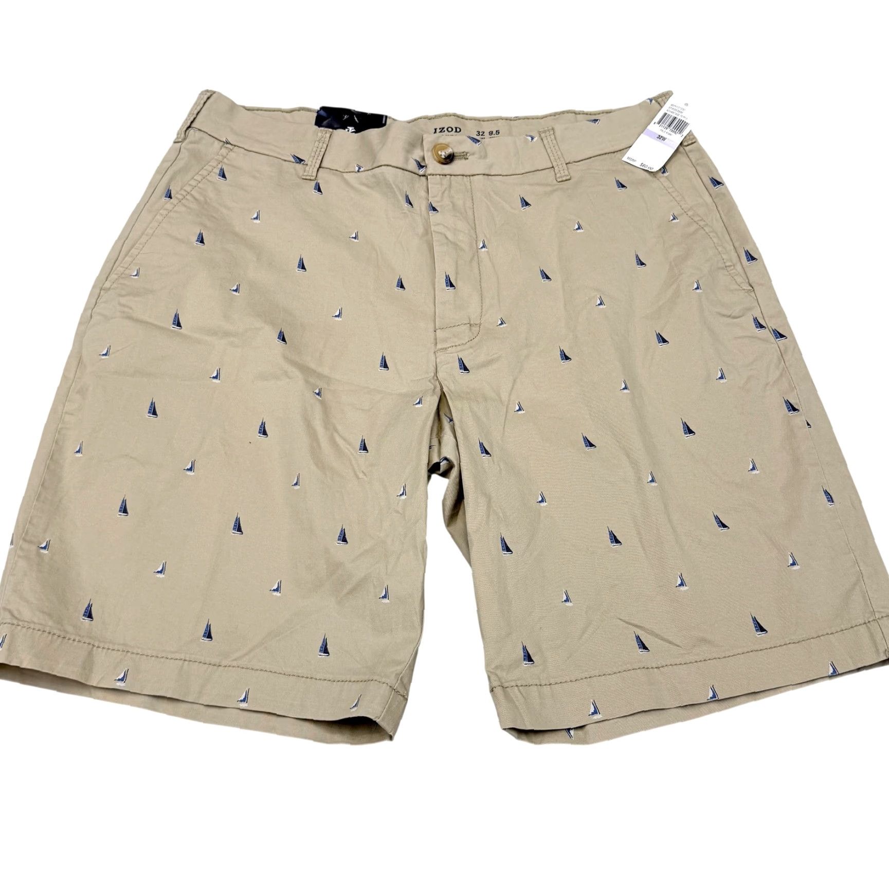 Izod Izod Mens Shorts 32 Khaki Sailboat Print Advantage Performance Chino 9 Inseam Size US 32 / EU 48 - 2 Thumbnail