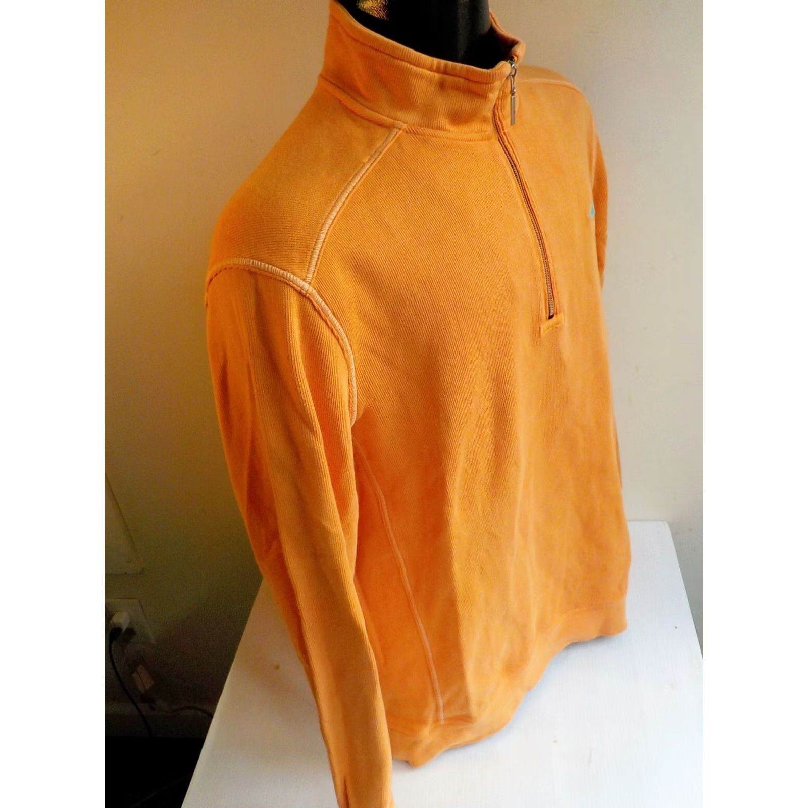 Tommy Bahama TOMMY BAHAMA Relax Sailfish Logo 1/4 Zip Peach 100% Cotton Pullover XL Large Men's Sweater Mock Neck 1/4 Zip Relaxed Fit Shirt Size US L / EU 52-54 / 3 - 4 Thumbnail