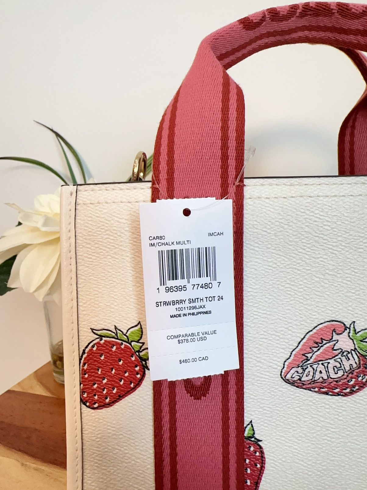 Coach NWT Coach Smith Tote Bag 24 With Strawberry Print Size ONE SIZE - 7 Thumbnail