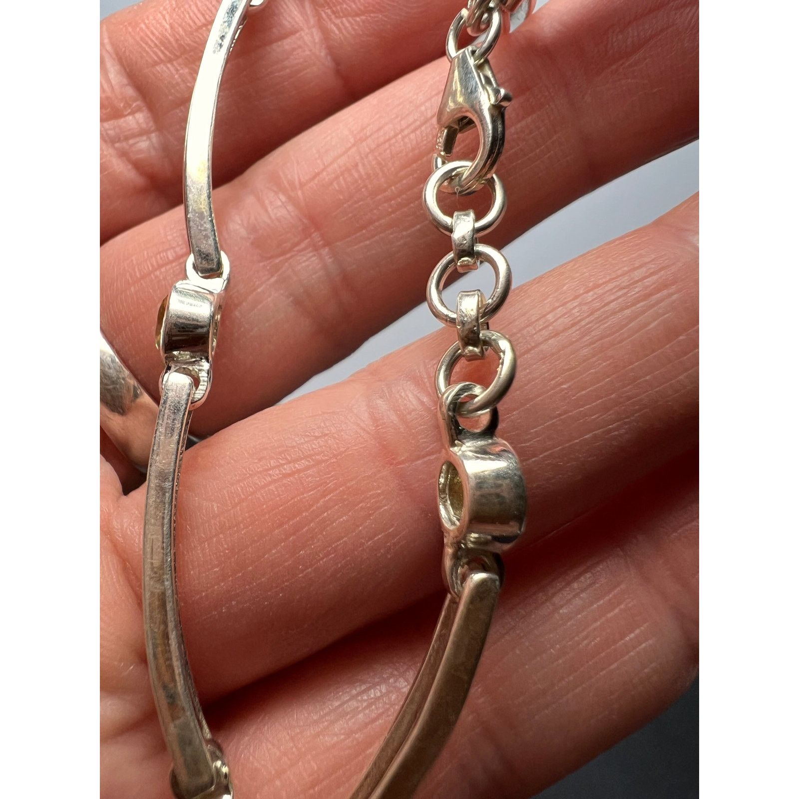 Other NEW with tag sterling silver yellow citrine bar bracelet Size ONE SIZE - 10 Thumbnail