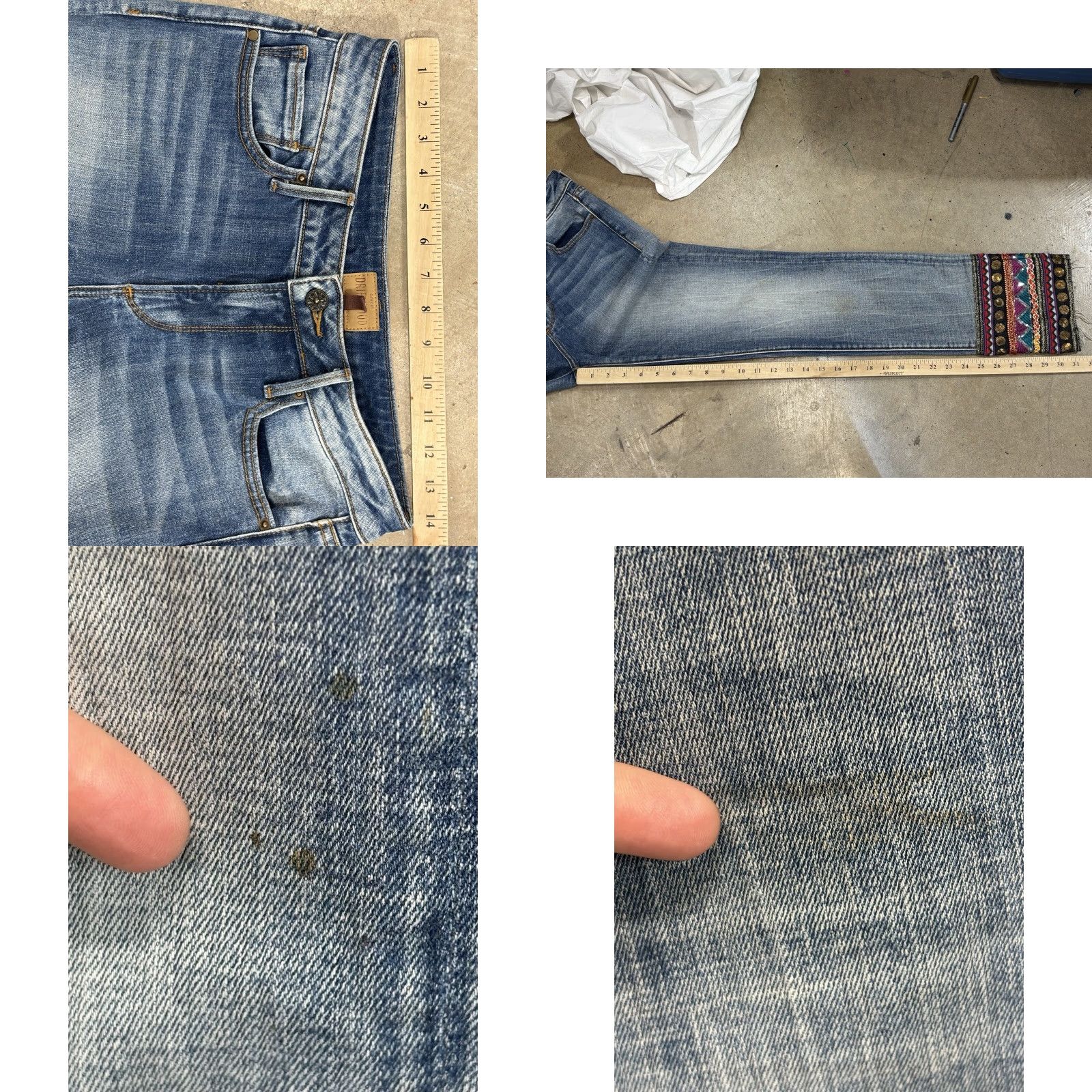 Vintage Driftwood Jeans Womens 27 Straight 28x31 Blue Embroidered Logo Pockets Regular Denim Cotton Blend Cut Read Size 28" / US 6 / IT 42 - 8 Thumbnail