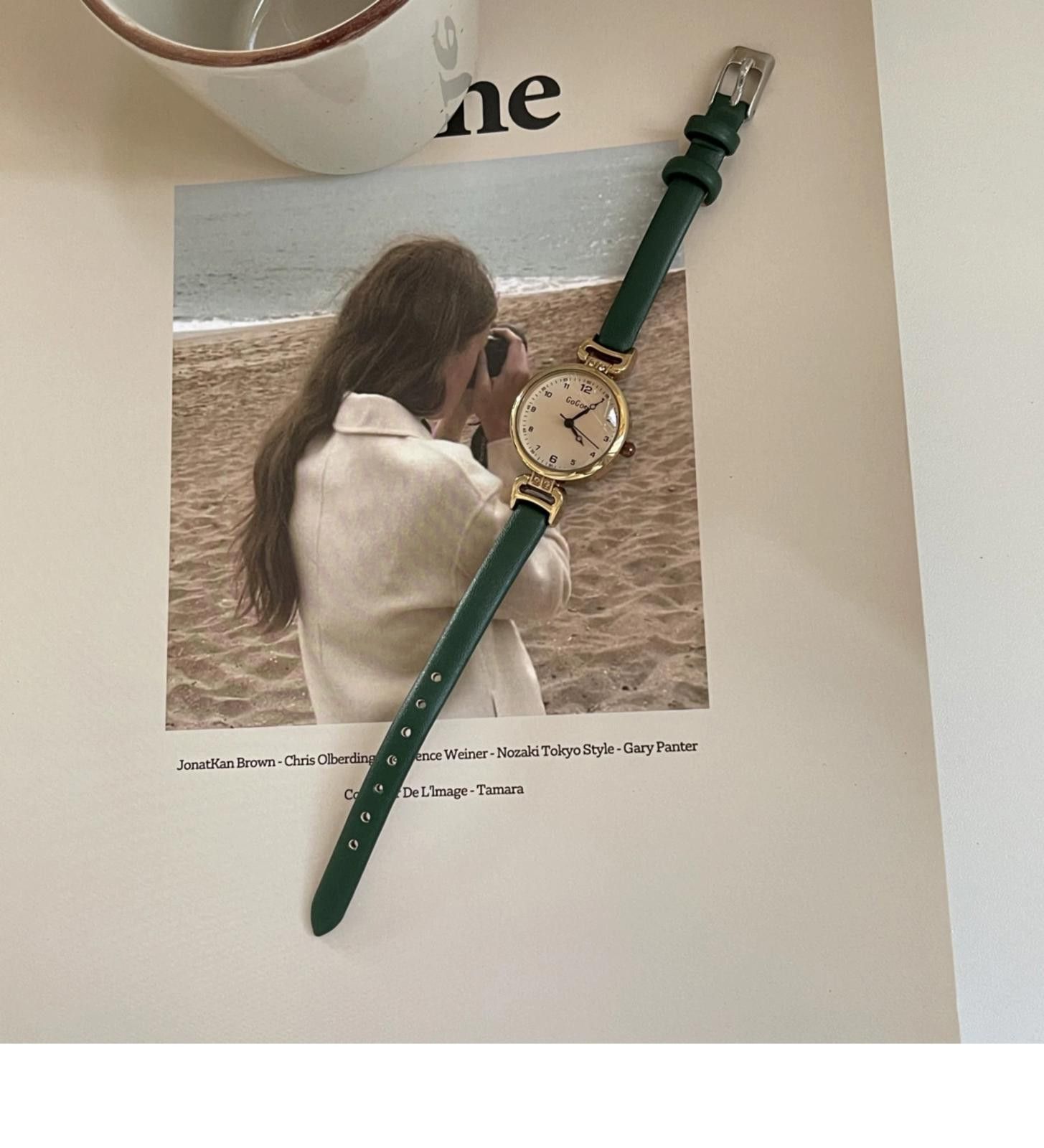 Jewelry Brown Leather Strap Classic Round Dial Wristwatch Size ONE SIZE - 8 Thumbnail