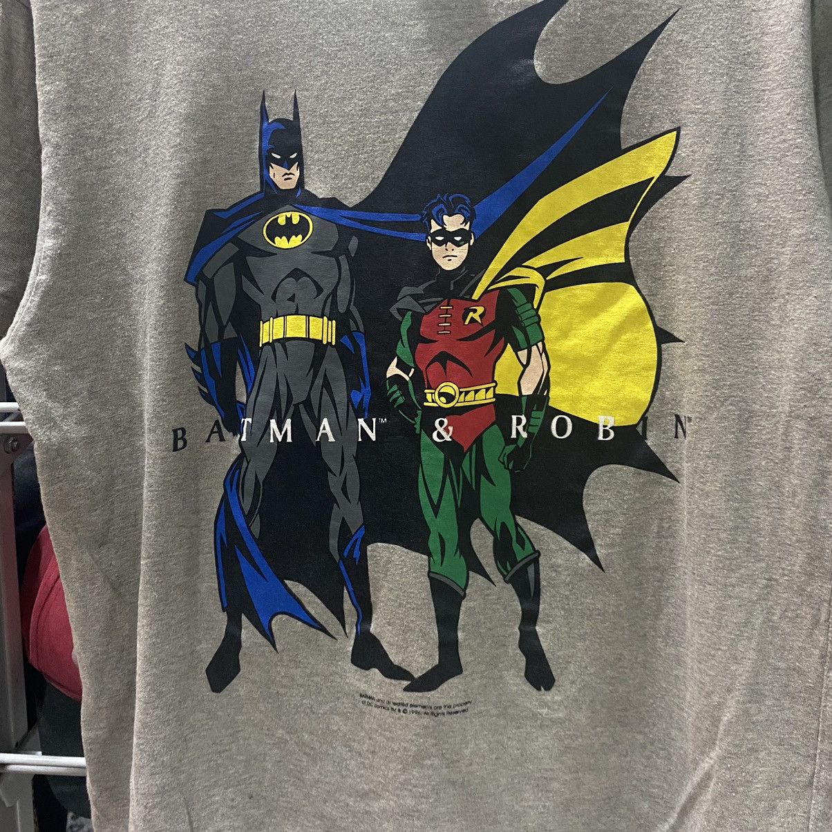 DC Comics × Vintage 1996 Batman and Robin Cartoon Movie Promo t shirt. Size US M / EU 48-50 / 2 - 5 Thumbnail