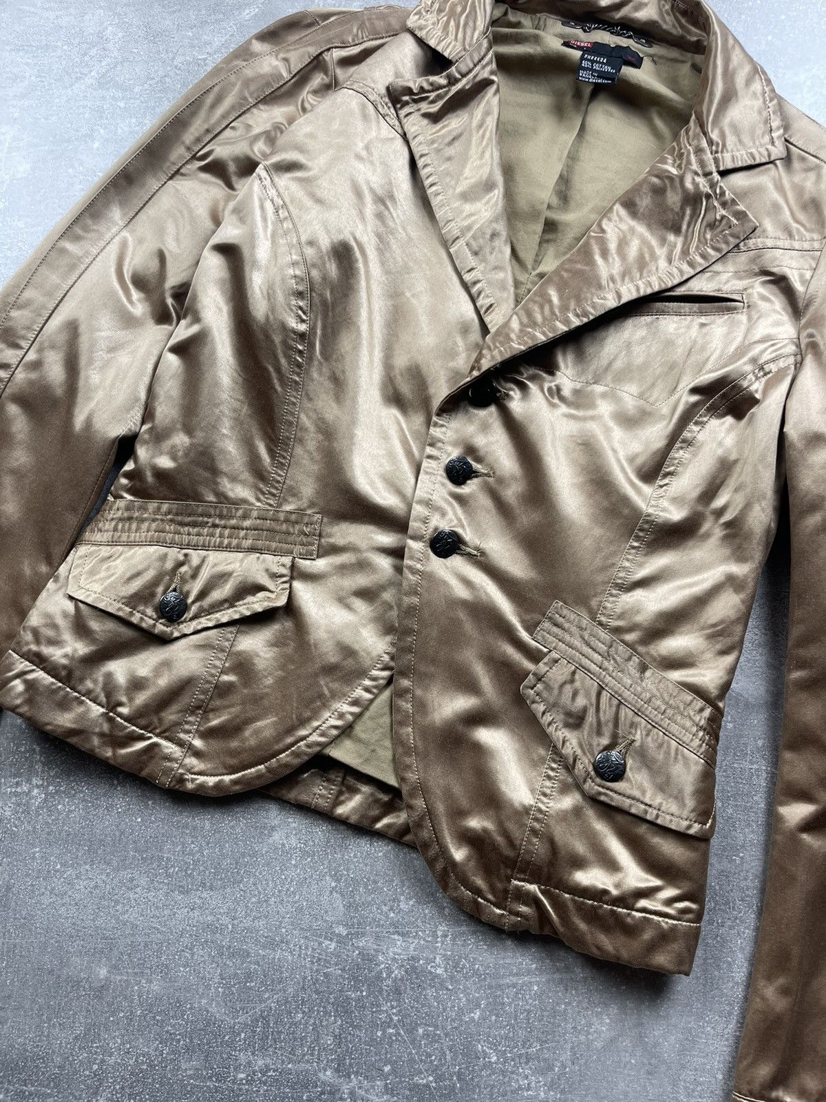 Diesel × Vintage Diesel Embroidered Satin Blazer Jacket “PAIR” Gold Size L / US 10 / IT 46 - 8 Thumbnail