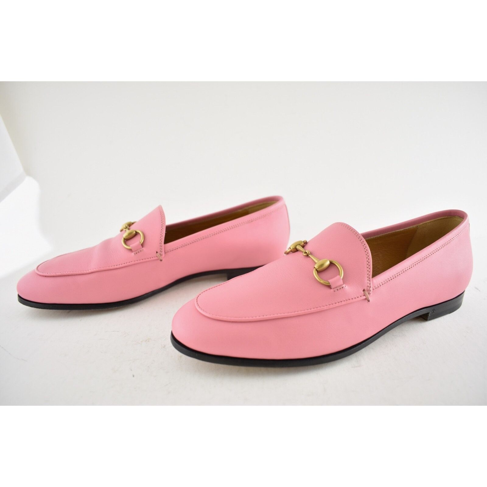 Gucci Gucci Jordaan Butterfly Pink Leather Gold Horsebit Mule Size US 7.5 / IT 37.5 - 17 Thumbnail