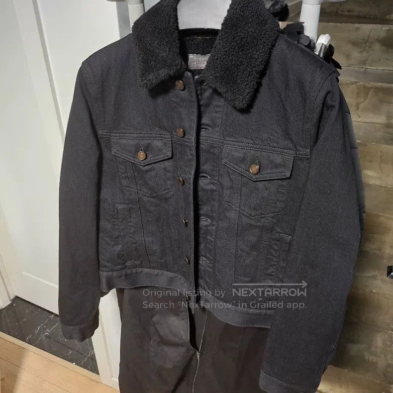 Saint Laurent Paris YSL Black Denim Jacket with Shearling Collar. Size US L / EU 52-54 / 3 - 1 Thumbnail