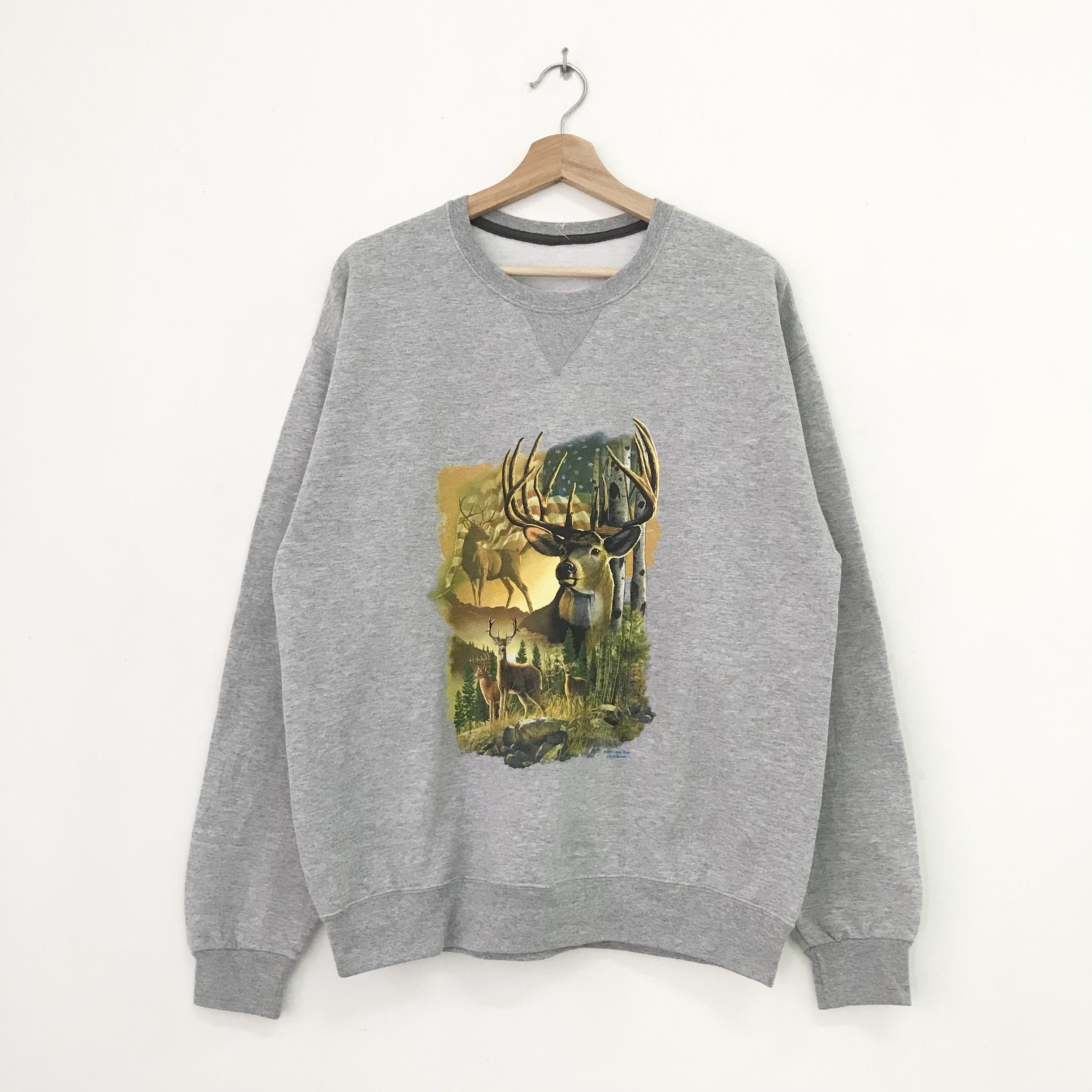 Vintage Vintage Deer Sweatshirt Wildlife Deer - 292 Size US L / EU 52-54 / 3 - 1 Thumbnail