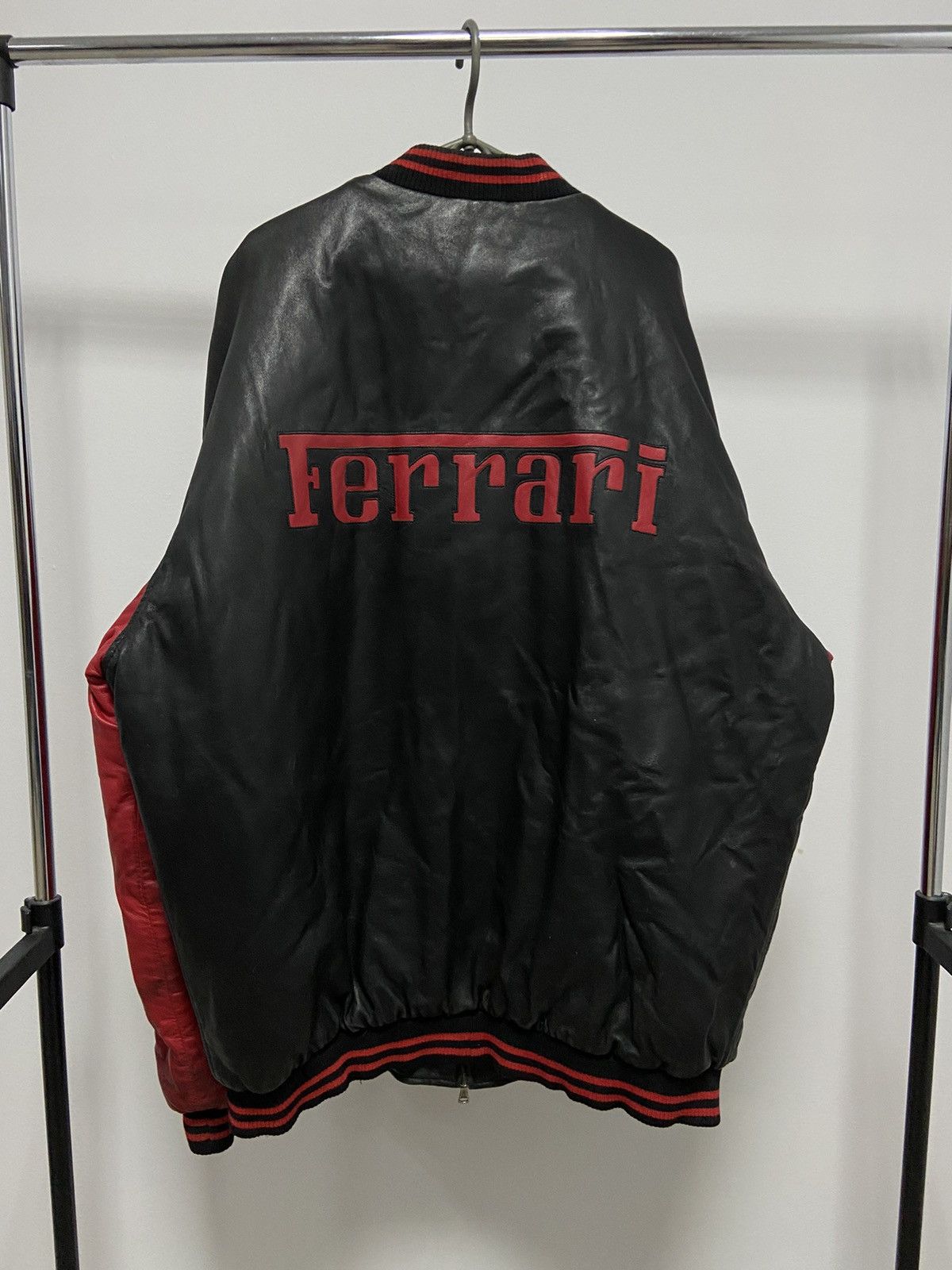 Ferrari Leather Bomber Jacket Vintage Big Logo