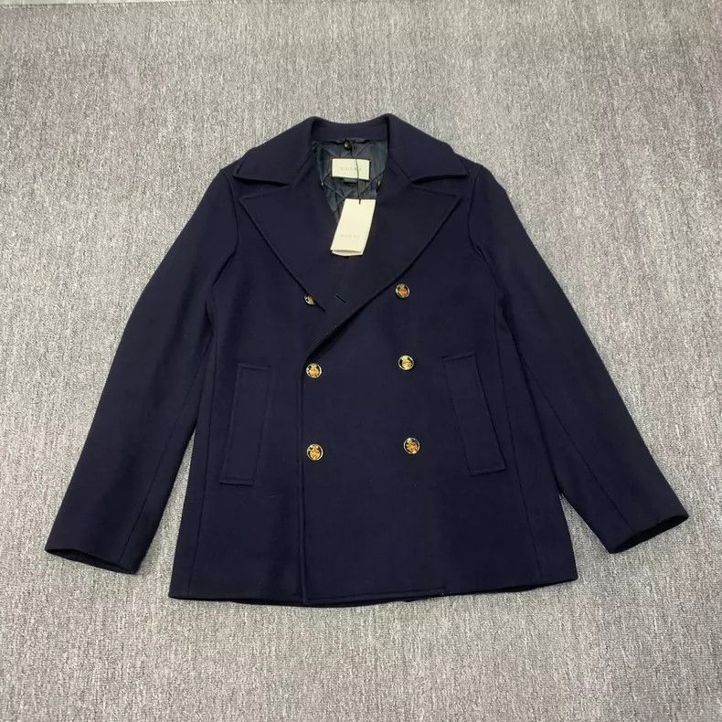 Gucci Gucci Dark blue double-breasted wool sandwich cotton coat 2 Size US S / EU 44-46 / 1 - 1 Thumbnail