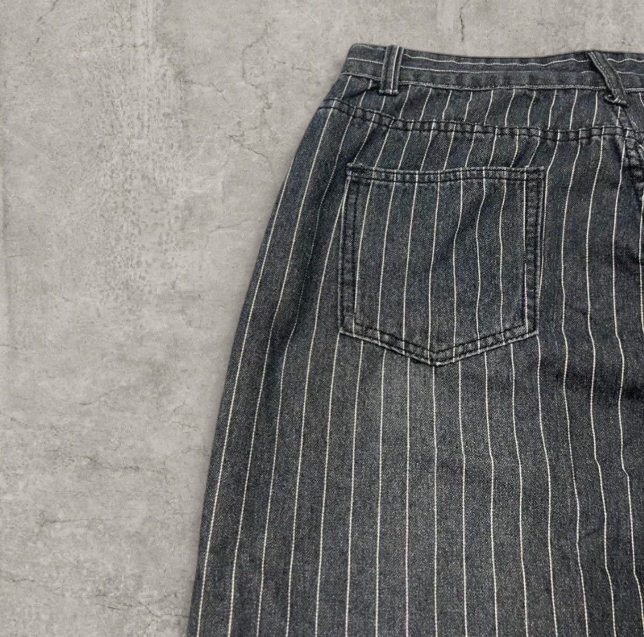 Japanese Brand Cool wide skater Japanese style jeans- stripe black. Size S Size US 30 / EU 46 - 4 Thumbnail