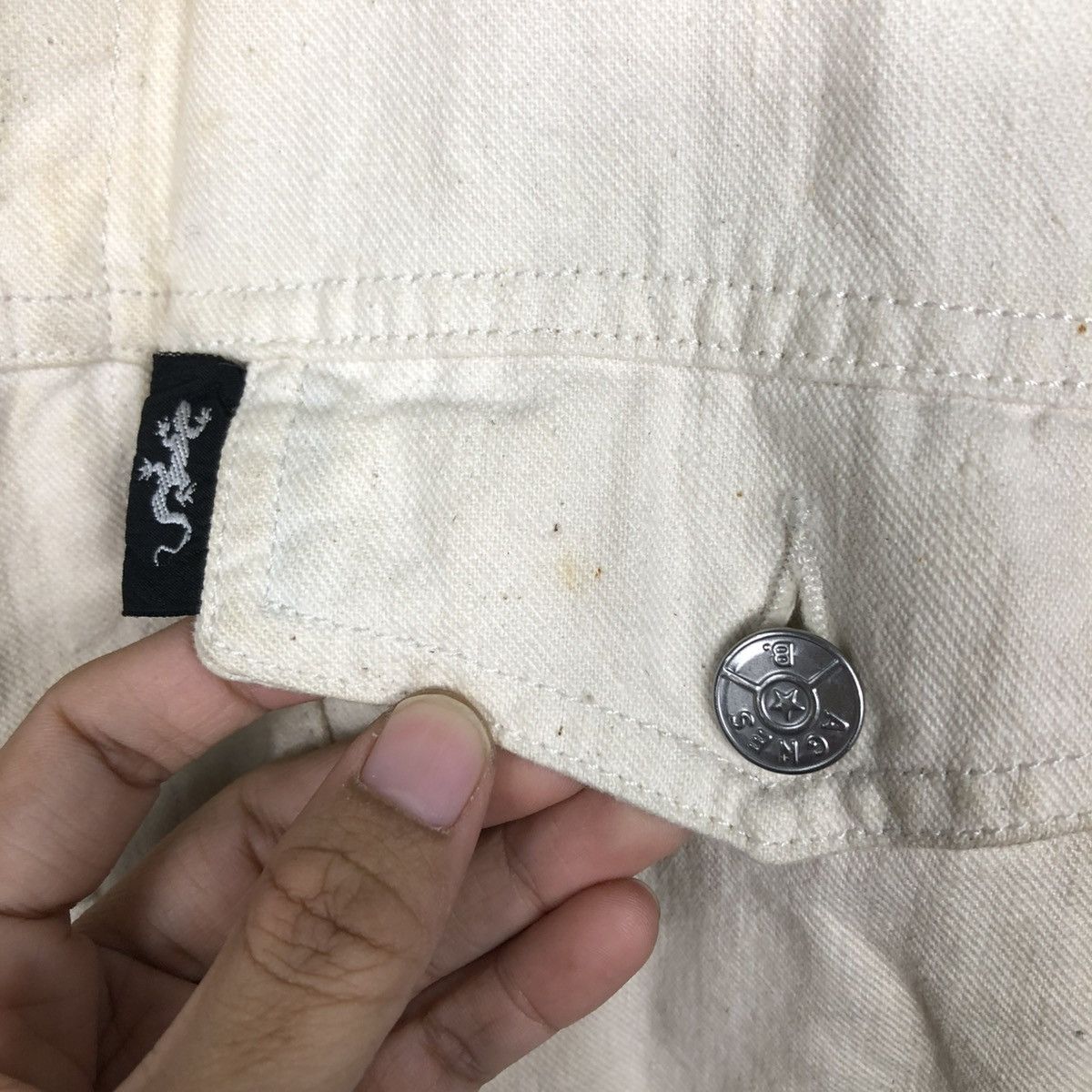 agnes b. 🔥VINTAGE CROPPED DENIM BIKER JACKET AGNES B. MADE IN FRANCE Size US M / EU 48-50 / 2 - 18 Thumbnail