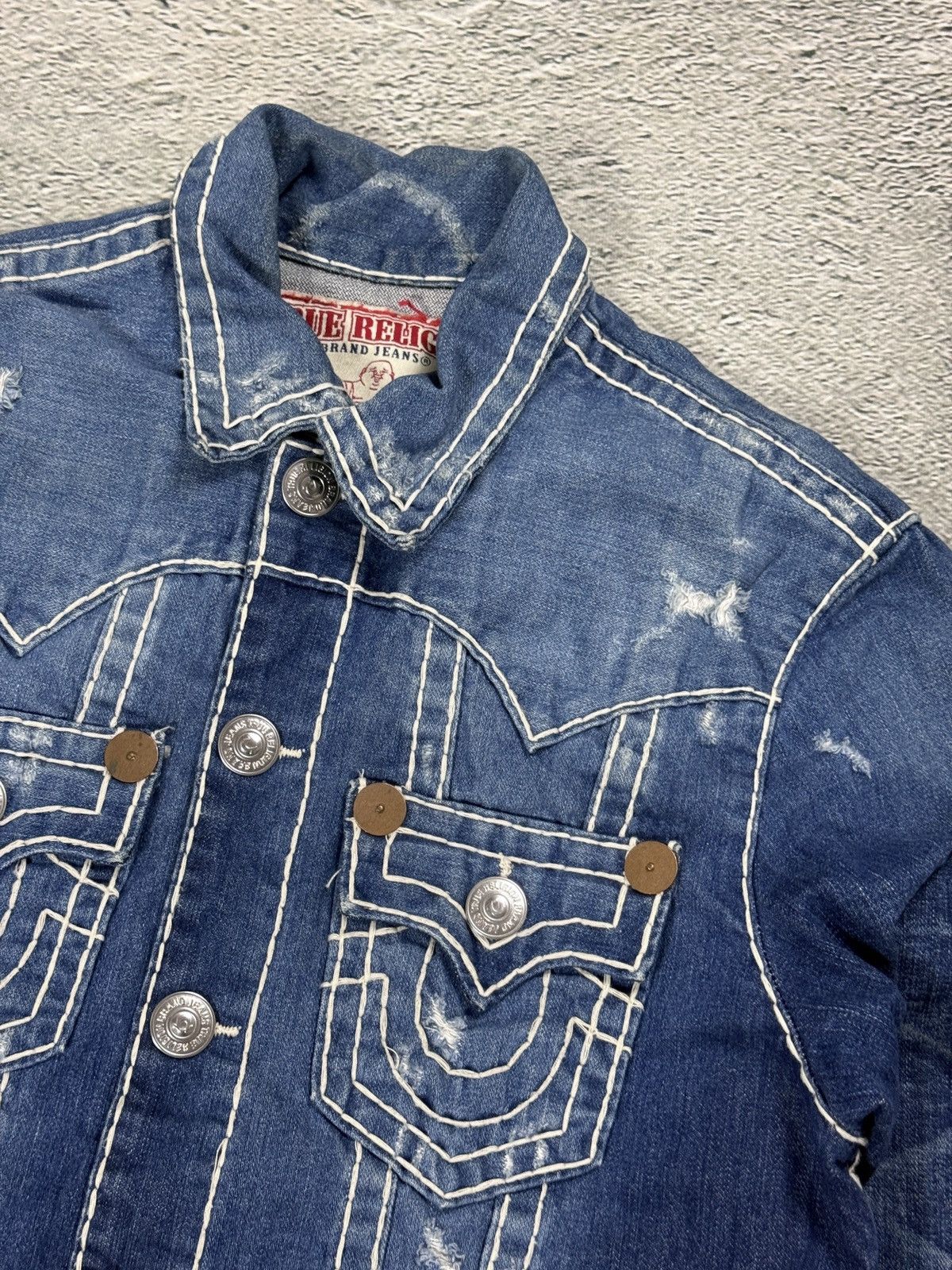 True Religion True Religion denim jacket blue white stitching vintage Size US L / EU 52-54 / 3 - 4 Thumbnail