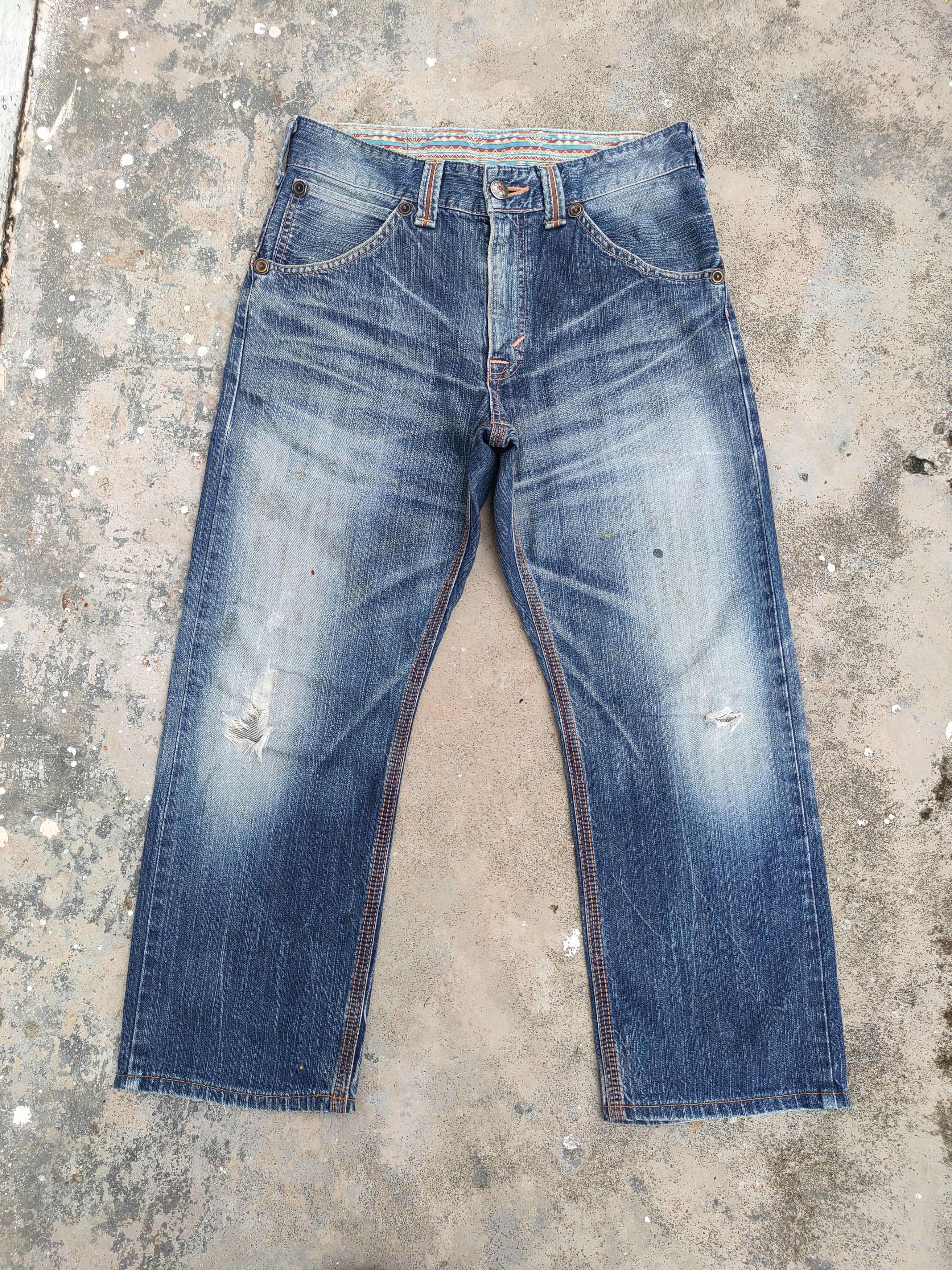 Edwin VINTAGE EDWIN FADED RIPPED DENIM JEANS PANTS Size US 34 / EU 50 - 2 Thumbnail