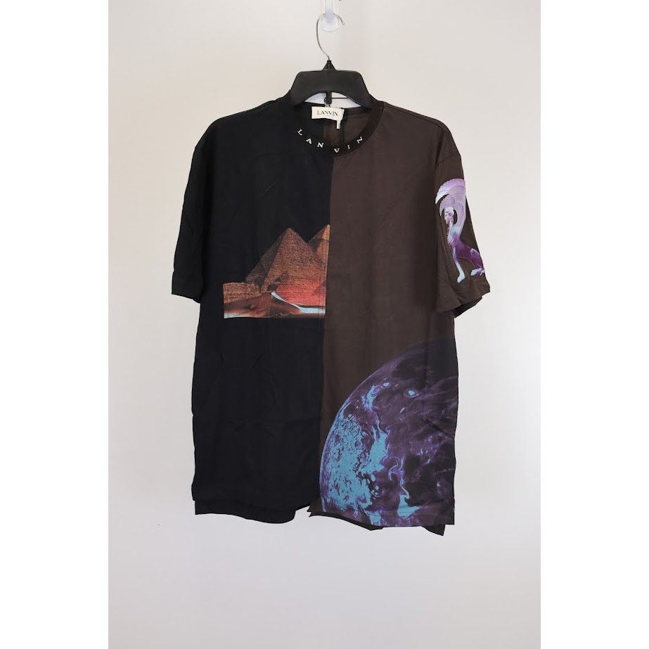 o1rshd1 Prt Emb Asymmetric T-Shirt in Coffee Bean