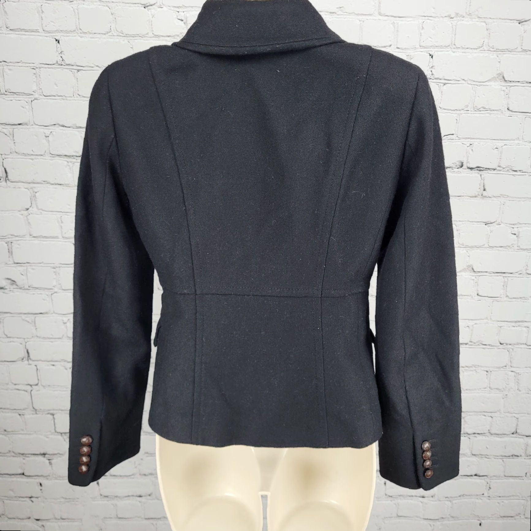 J.Crew J.CREW Jacket Black Wool Blend Brown Buttoned Lined Collared Pockets 2 Size XS / US 0-2 / IT 36-38 - 2 Thumbnail