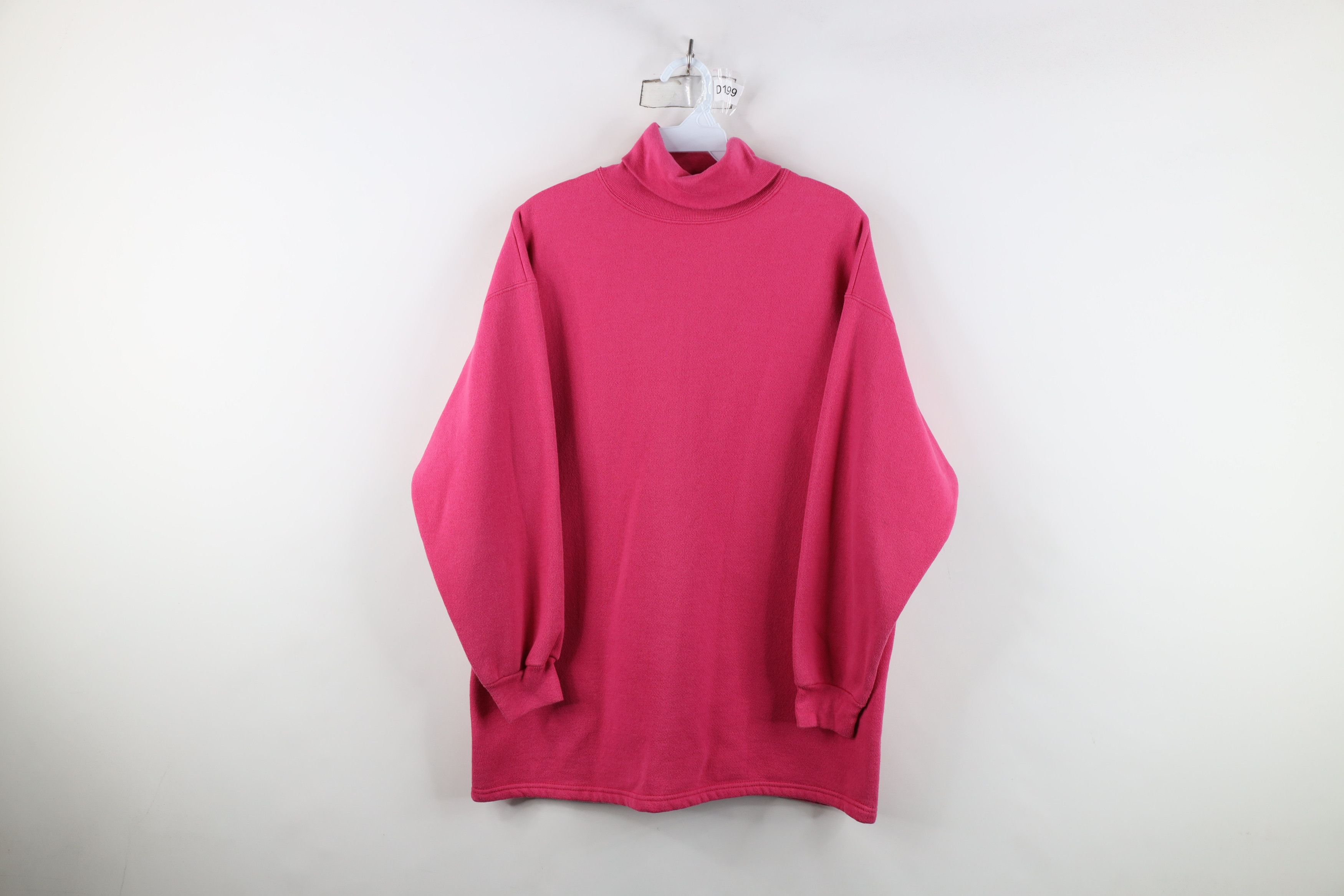 Vintage Vintage 90s Streetwear Blank Turtleneck Sweatshirt Pink USA Size L / US 10 / IT 46 - 1 Thumbnail