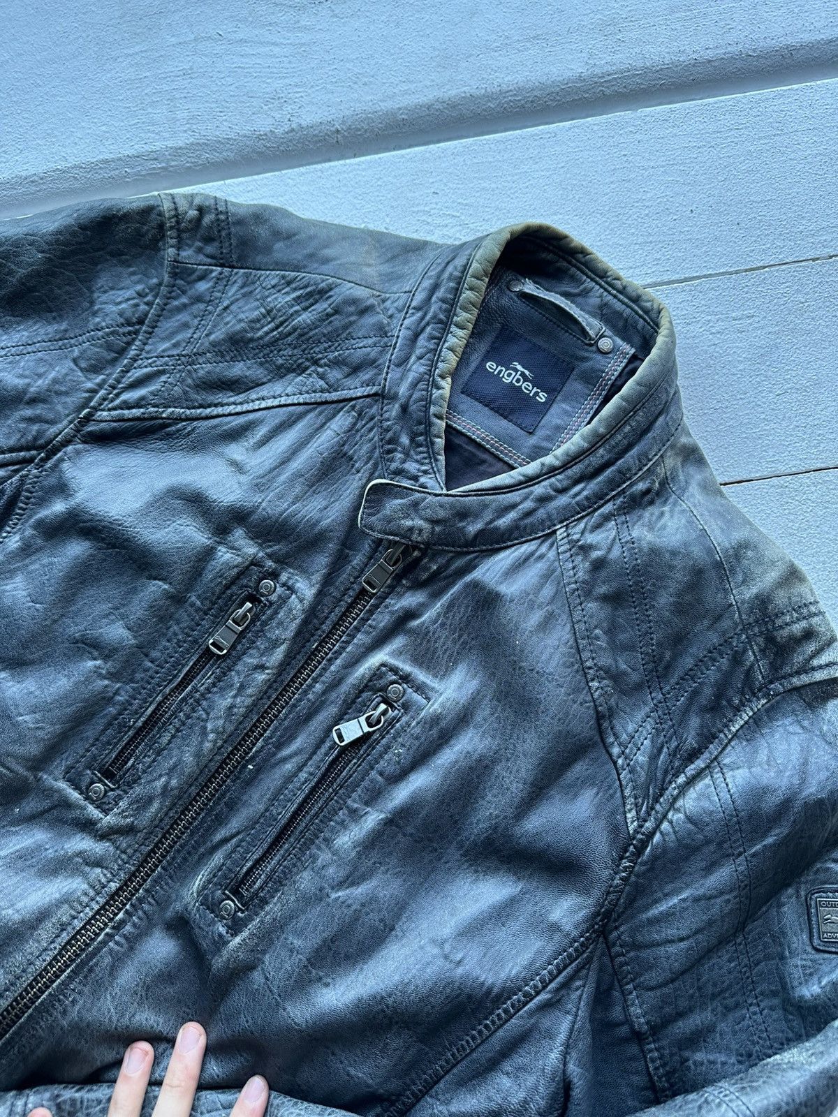 Other 🚨VNTG LEATHER JACKET AVANT GARDE ASYMMETRICAL BLACK MOTO Size US L / EU 52-54 / 3 - 4 Thumbnail