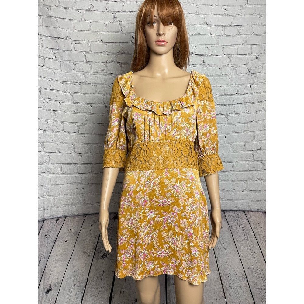 Free People NWT New Free People Yellow Lucie Mini Dress Size 6 Size M / US 6-8 / IT 42-44 - 2 Thumbnail
