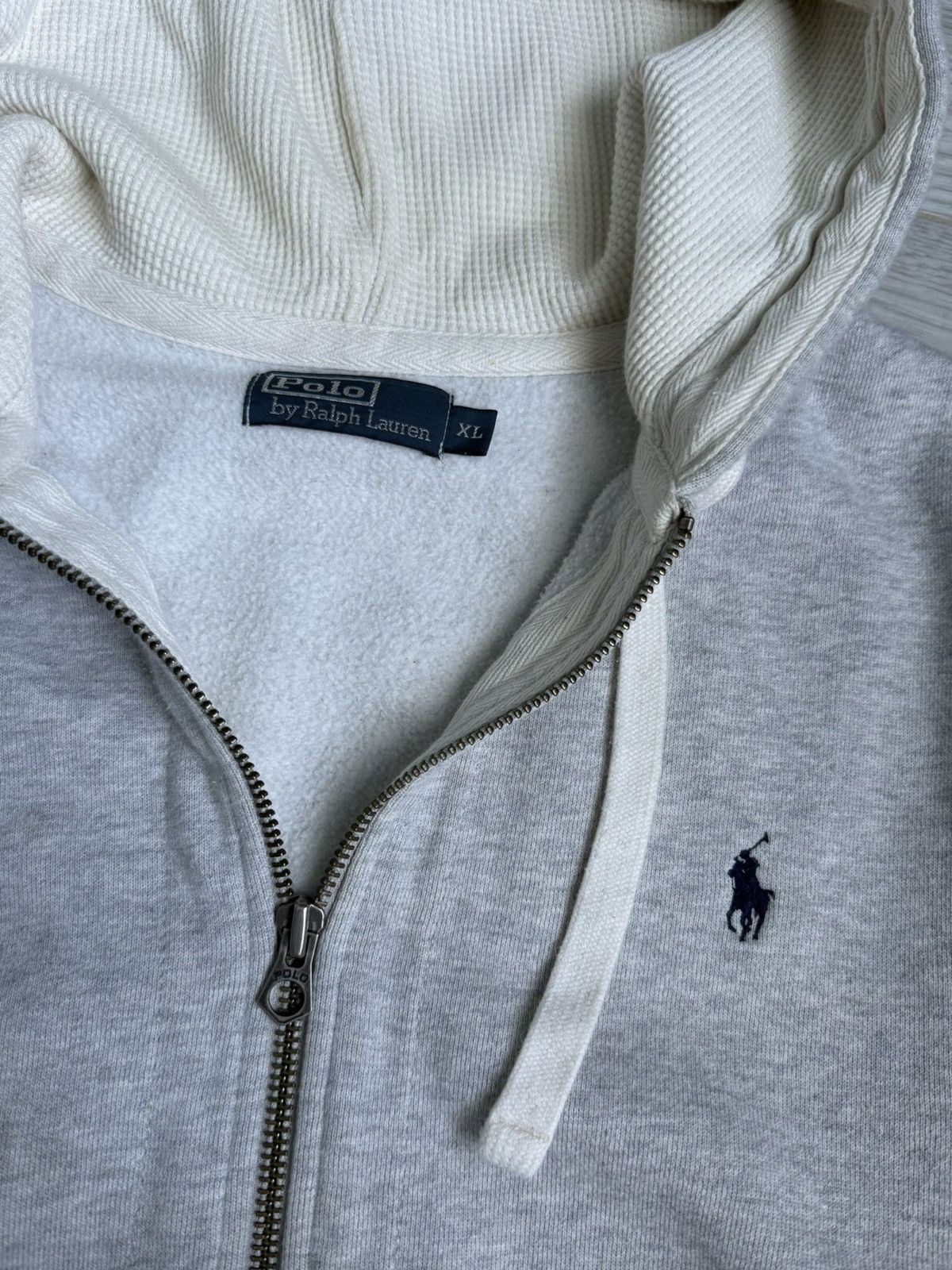 Polo Ralph Lauren × Vintage Polo Ralph Lauren Zip Hoodie XL Heather Grey Vintage USA Size US XL / EU 56 / 4 - 4 Thumbnail